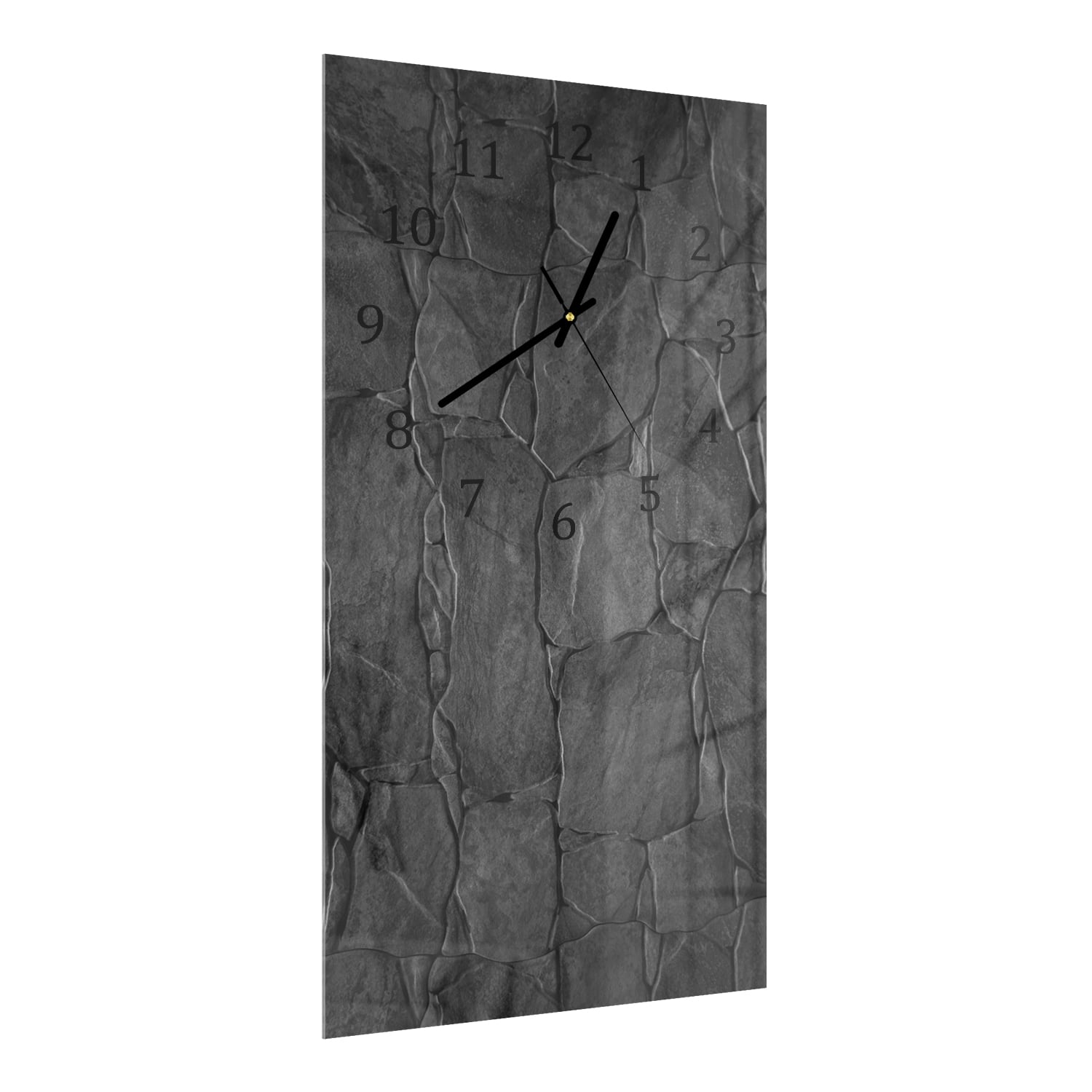 Wanduhr 30x60 - Schwarze Steinmauer