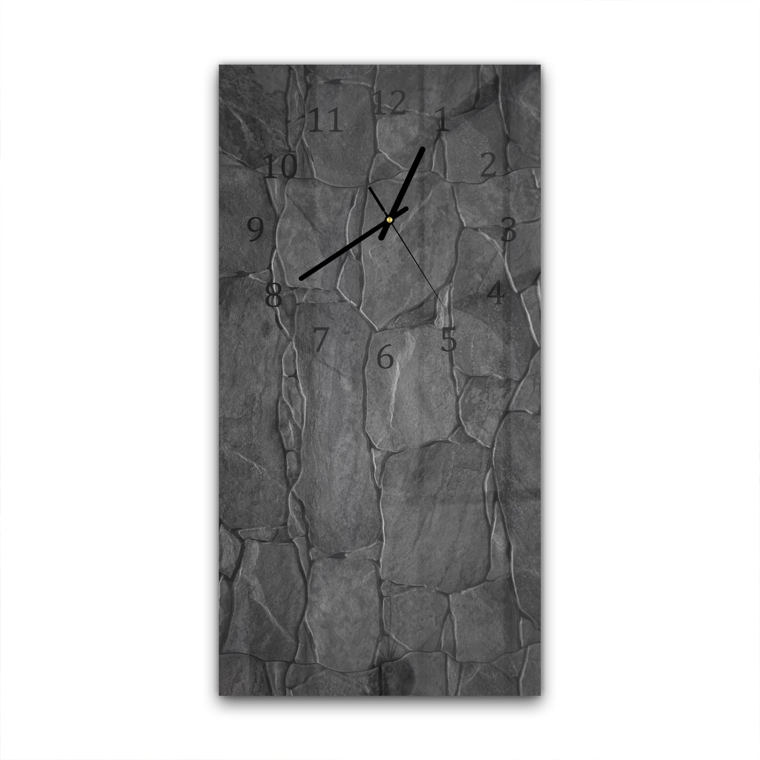 Wanduhr 30x60 - Schwarze Steinmauer