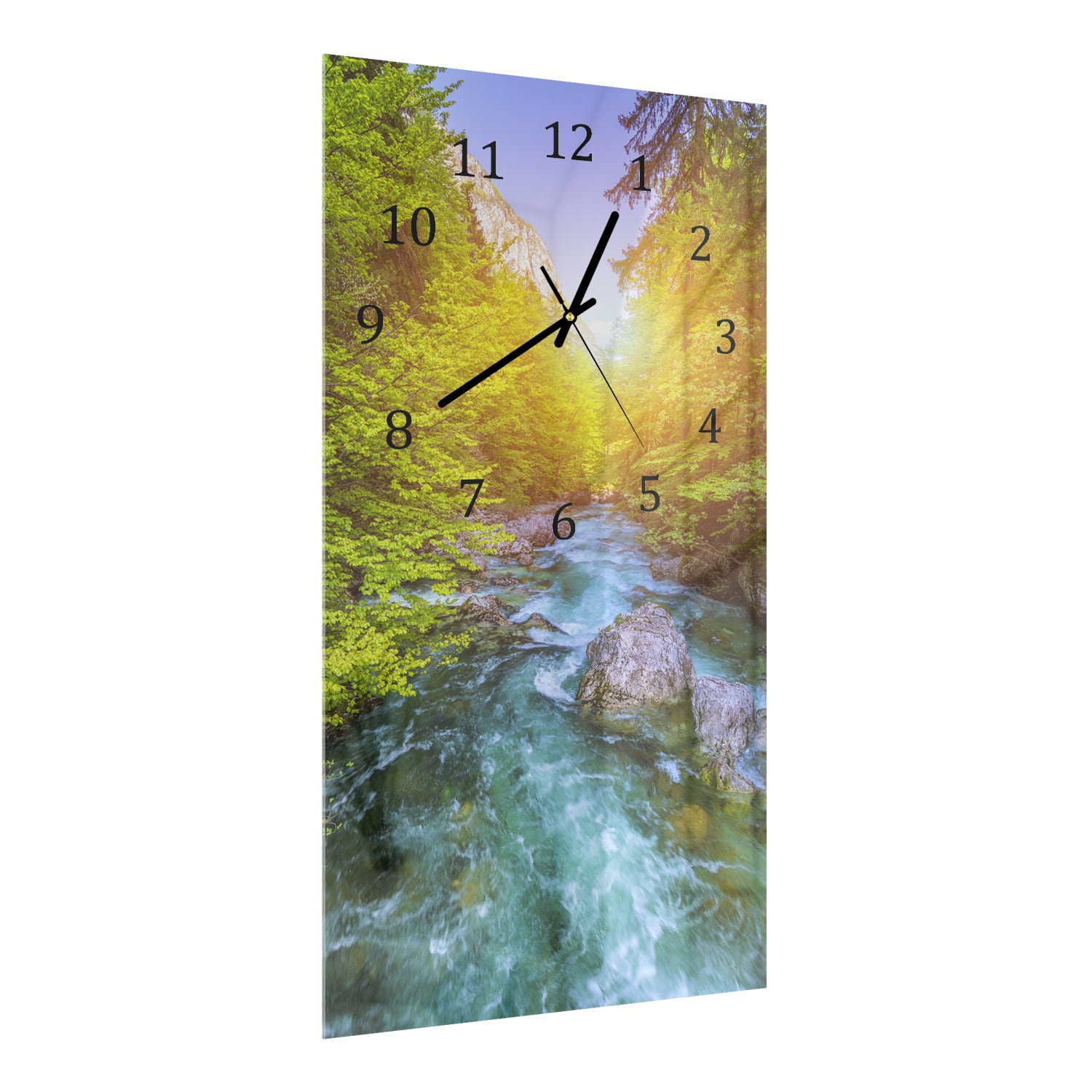 Wanduhr 30x60 - Kristallklares Bergwasser