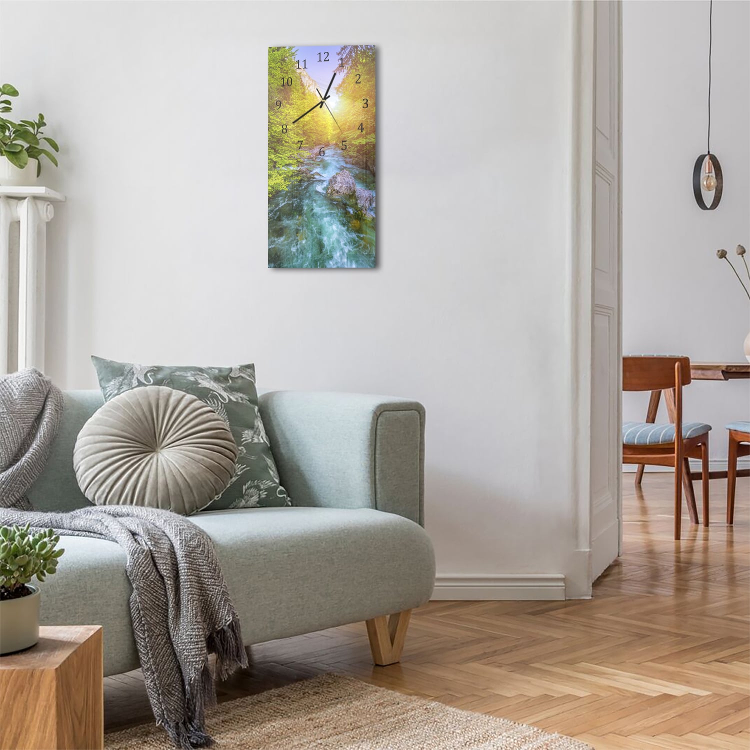 Wanduhr 30x60 - Kristallklares Bergwasser