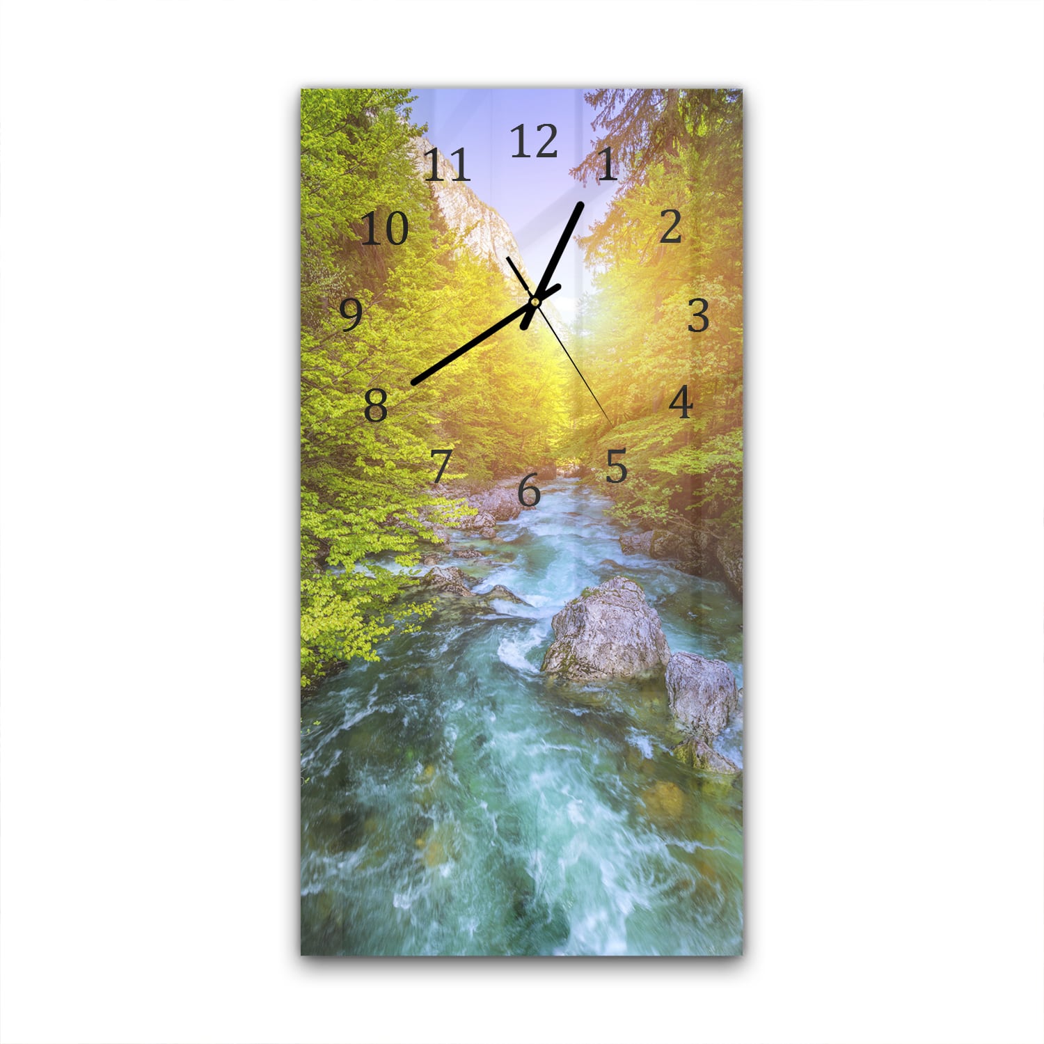 Wanduhr 30x60 - Kristallklares Bergwasser