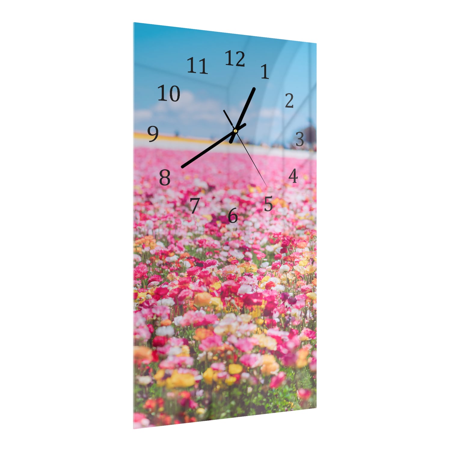 Wanduhr 30x60 - Meer aus Blumen