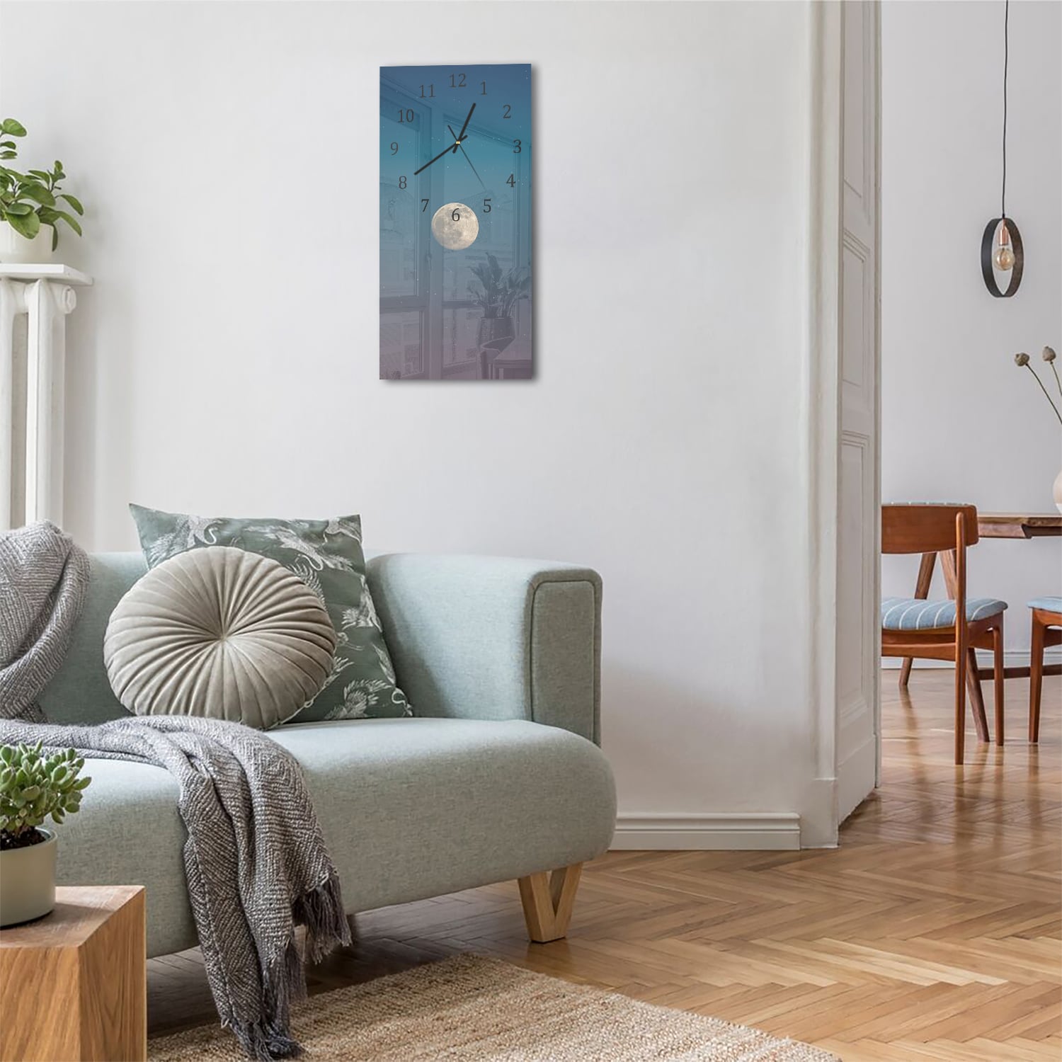 Wanduhr 30x60 - Vollmond