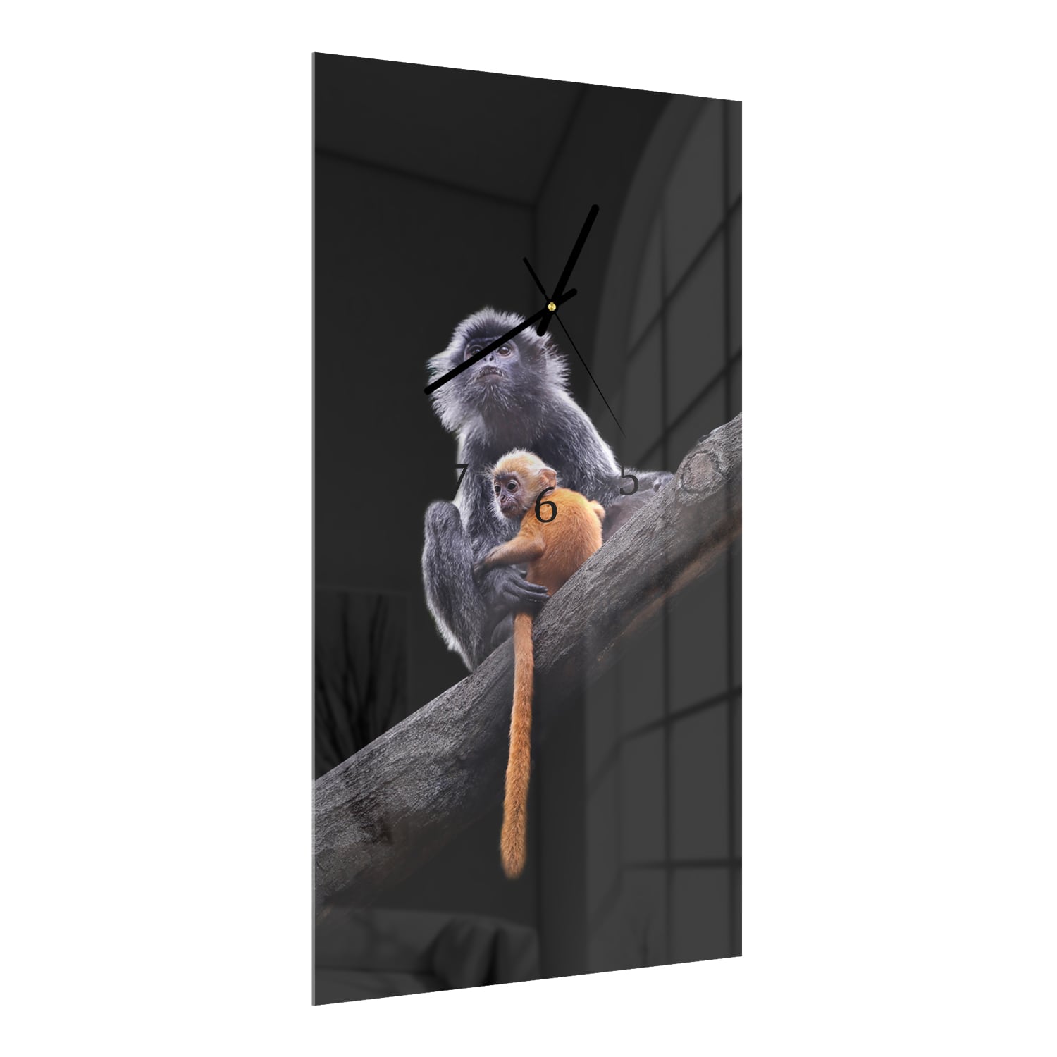 Wanduhr 30x60 - Affen im Baum