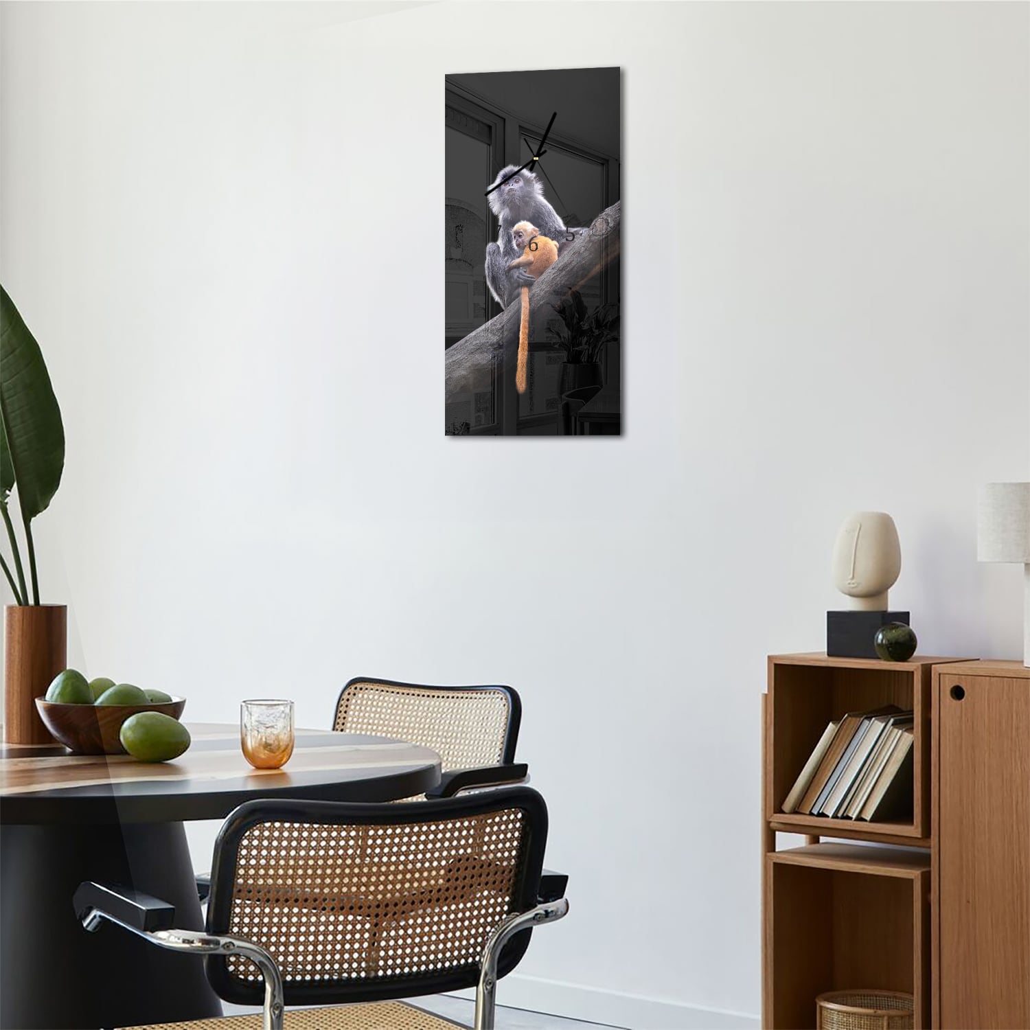 Wanduhr 30x60 - Affen im Baum