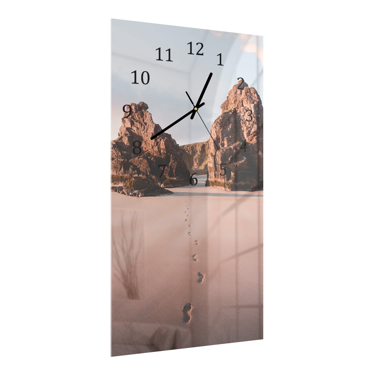 Wanduhr 30x60 - Felsen am Strand