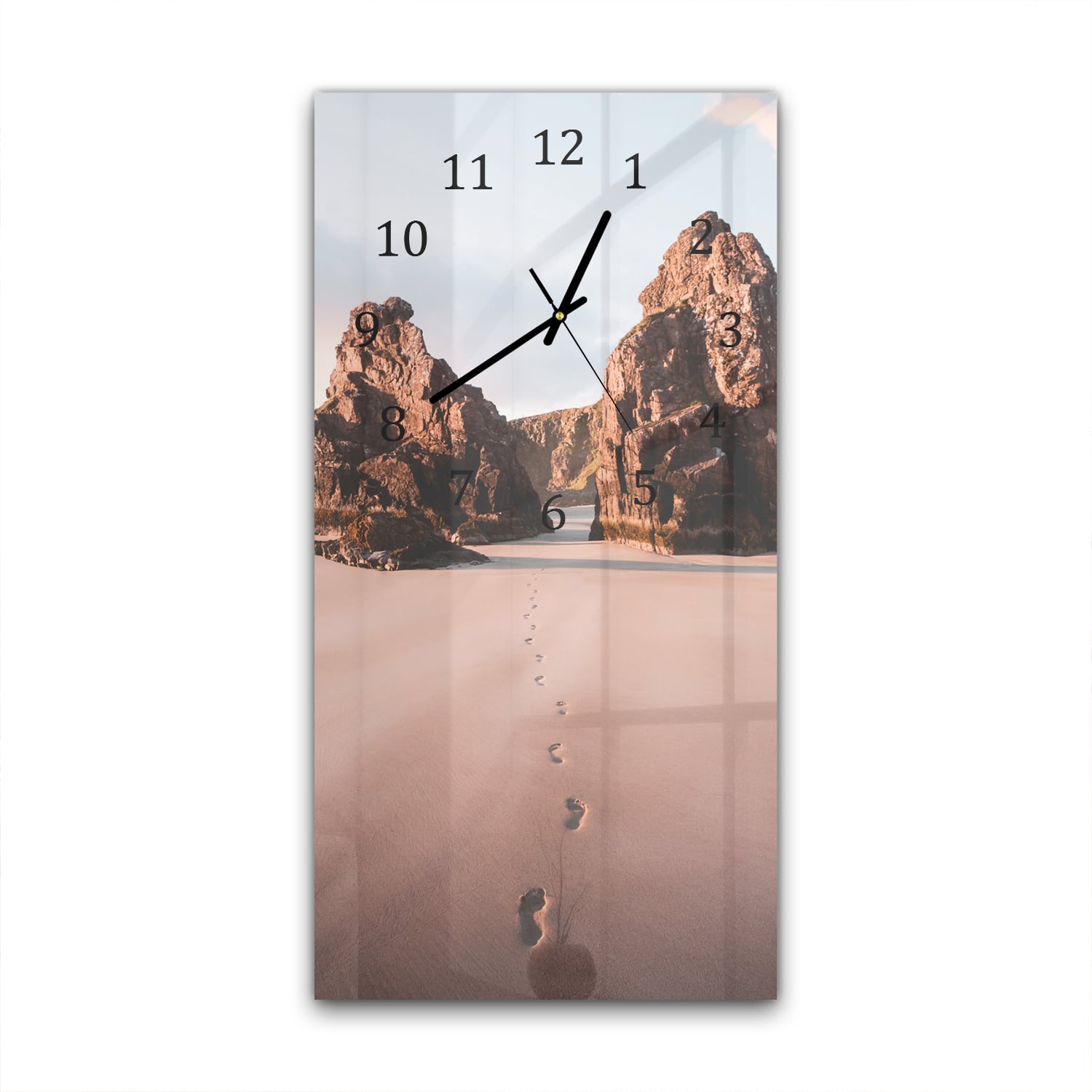 Wanduhr 30x60 - Felsen am Strand