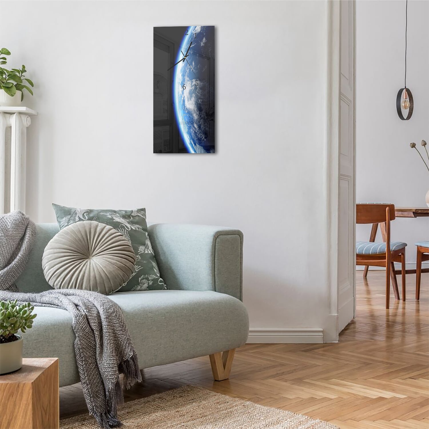 Wanduhr 30x60 - Planet Erde