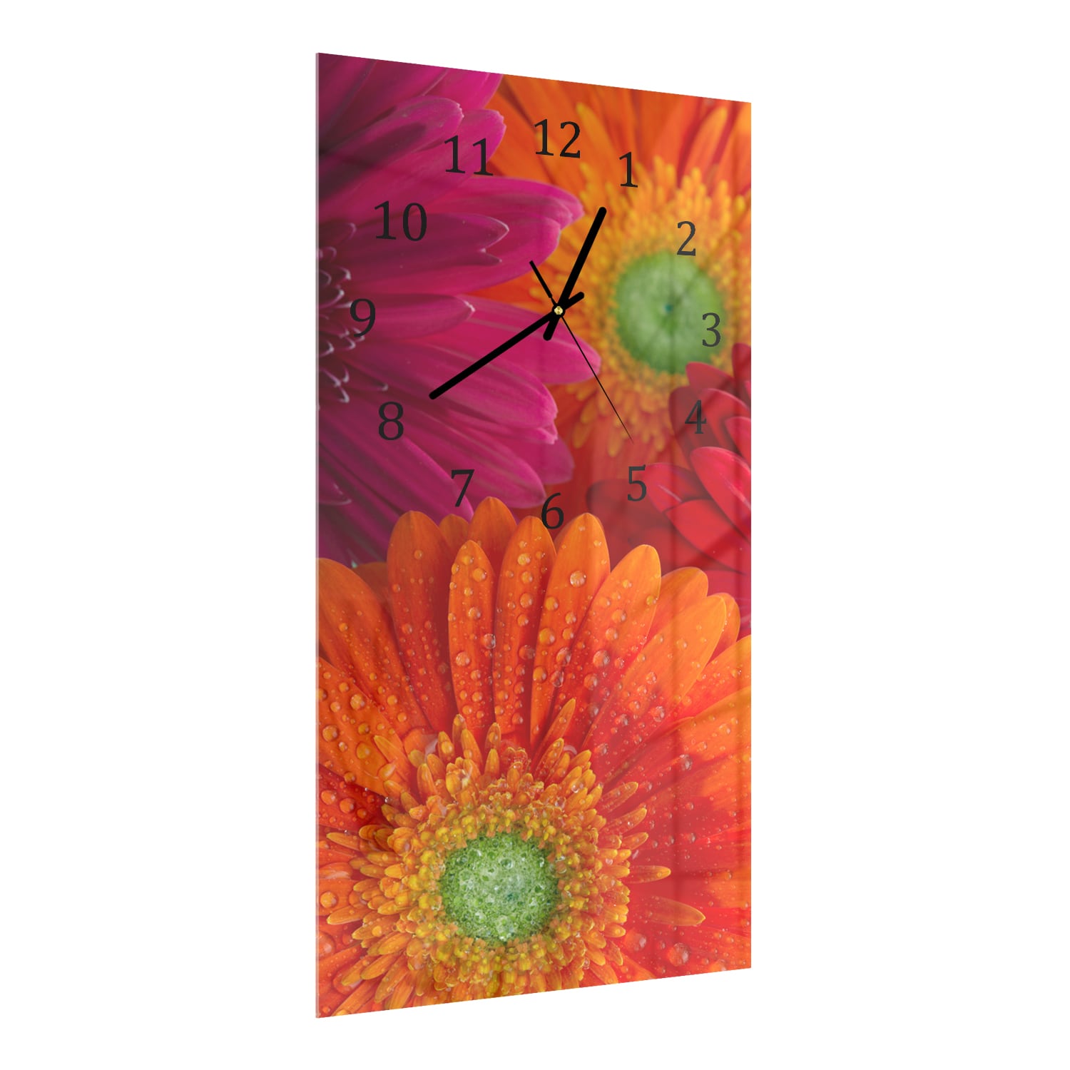 Wanduhr 30x60 - Strahlende Gerbera