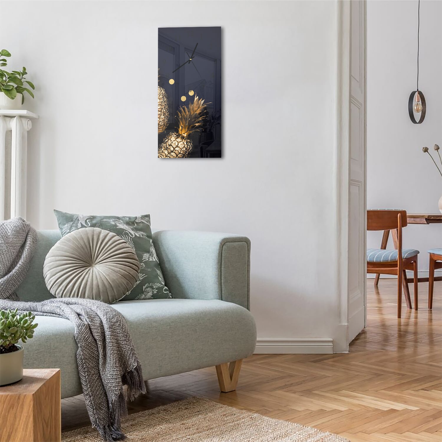 Wanduhr 30x60 - Tropischer Luxus in Gold