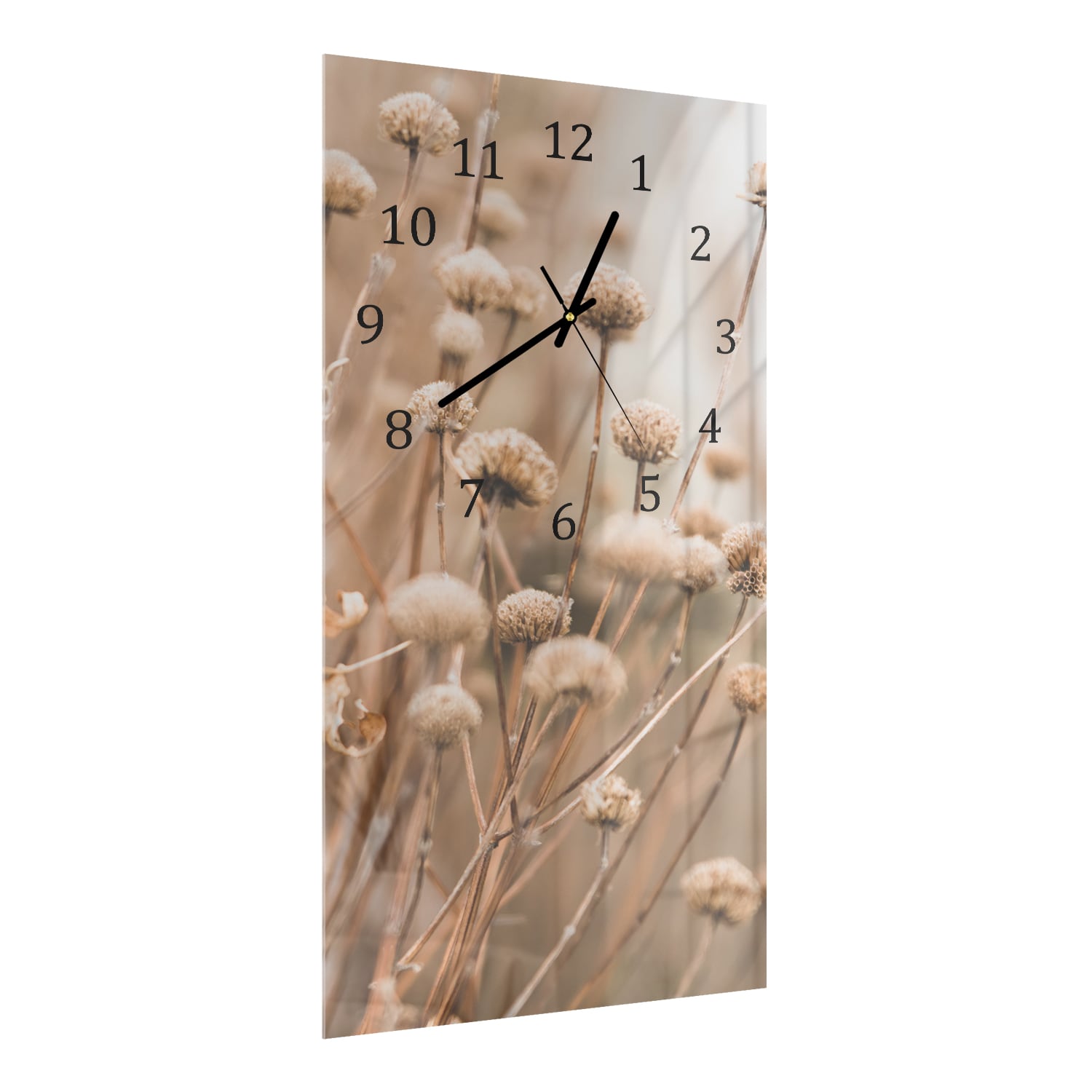 Wanduhr 30x60 - Winterliche Trockenblumen