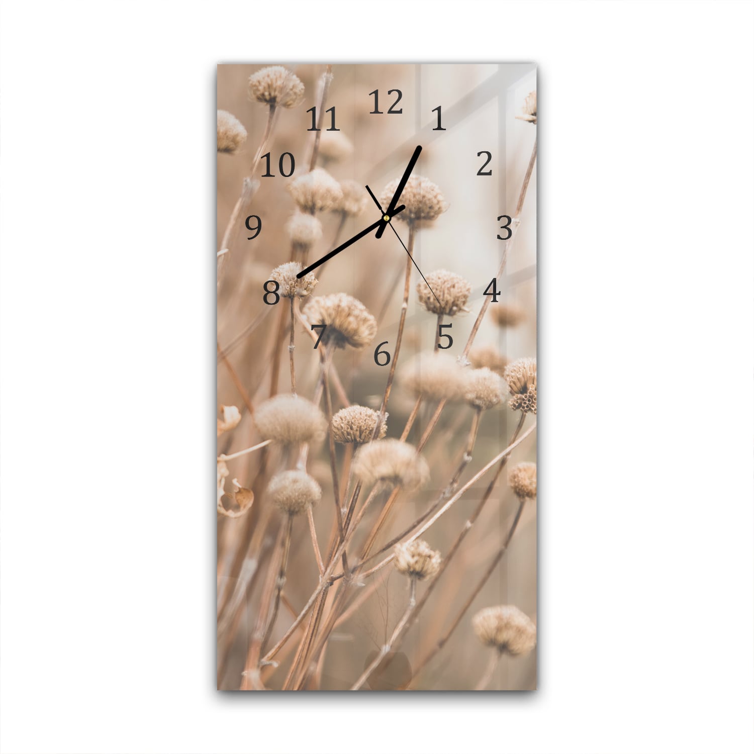 Wanduhr 30x60 - Winterliche Trockenblumen