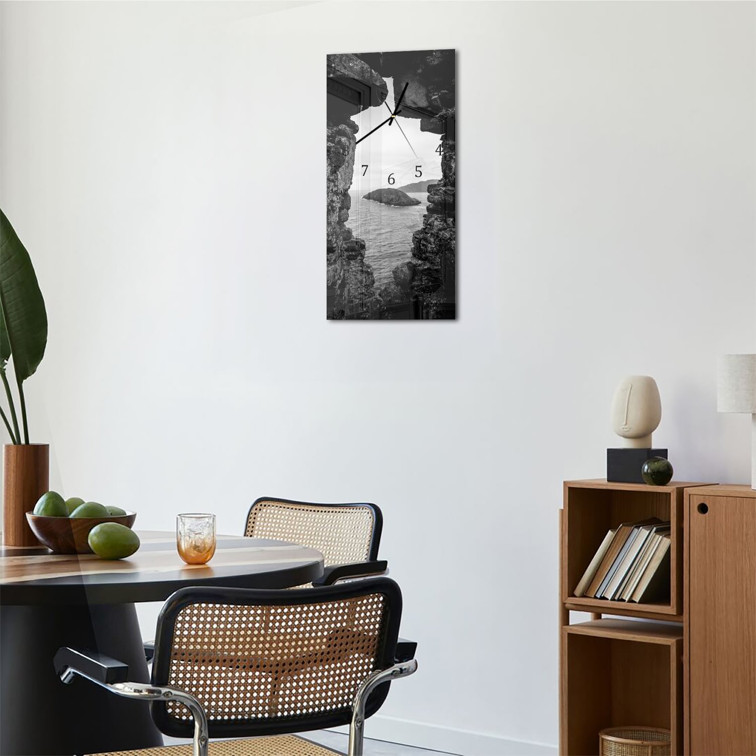 Wanduhr 30x60 - Meerblick von den Felsen