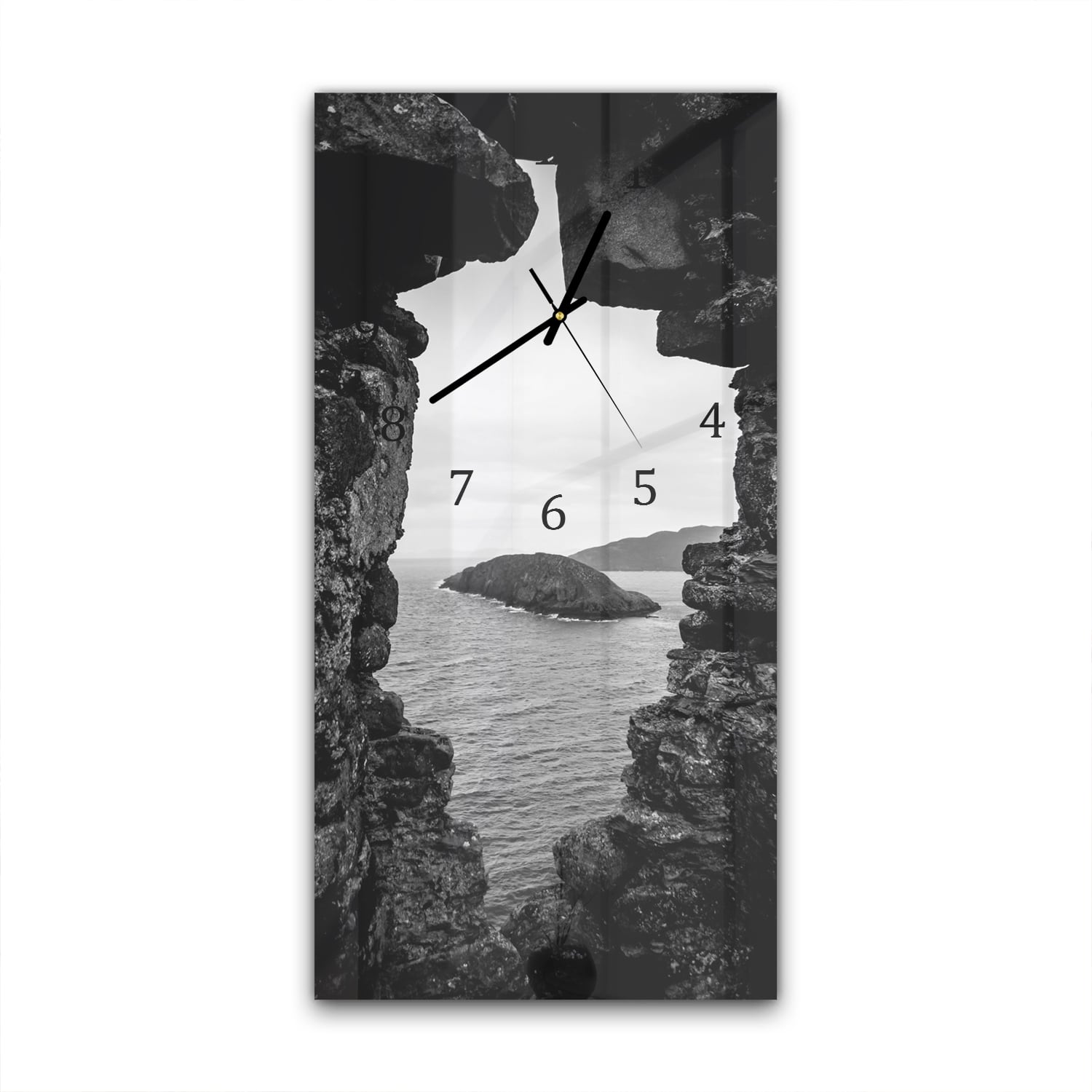 Wanduhr 30x60 - Meerblick von den Felsen