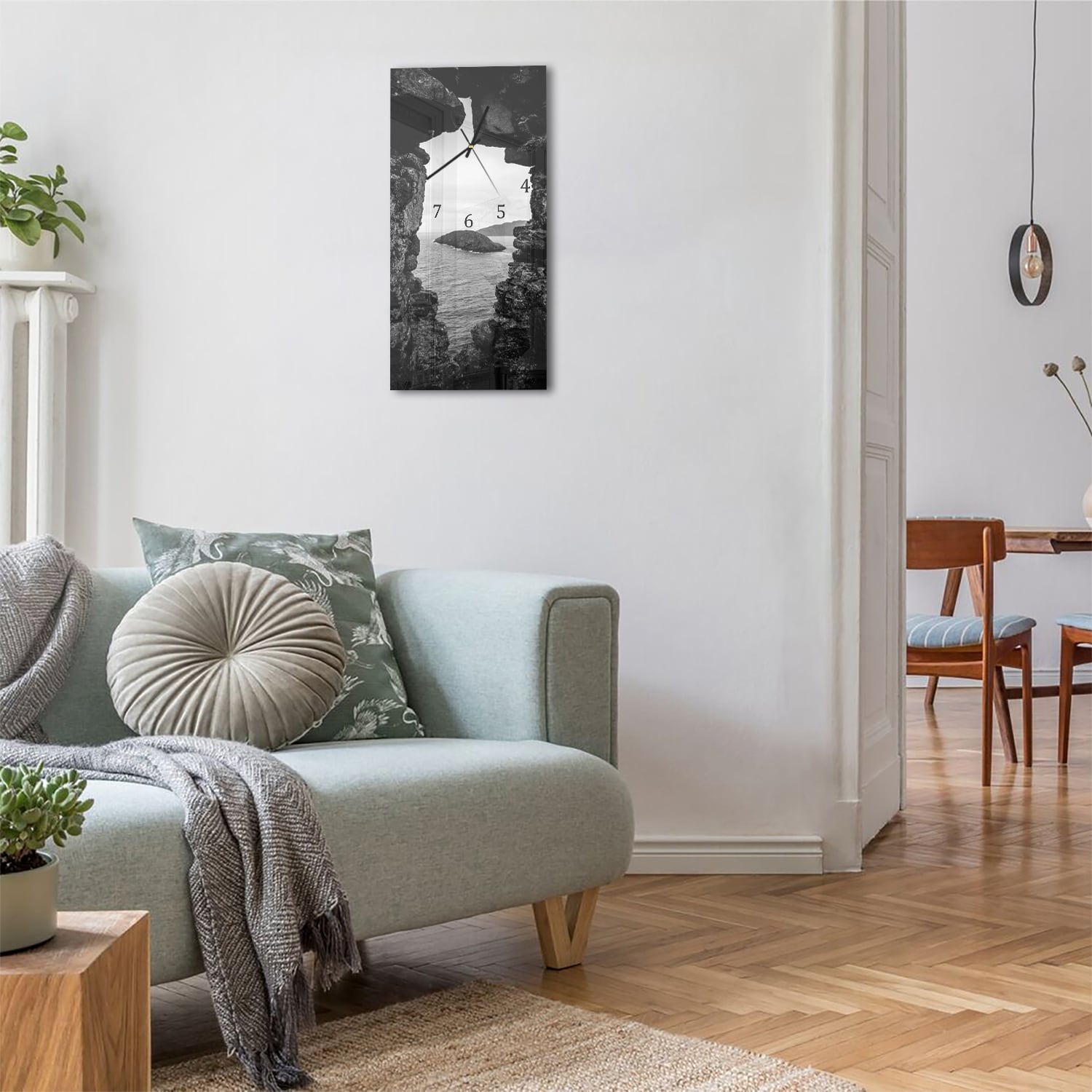 Wanduhr 30x60 - Meerblick von den Felsen