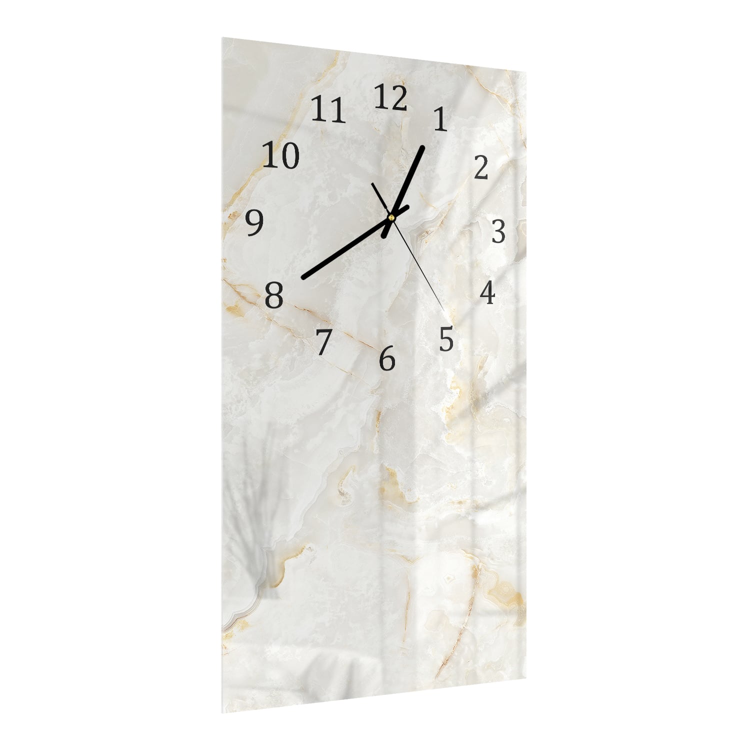 Wanduhr 30x60 - Gold-weißer Marmor