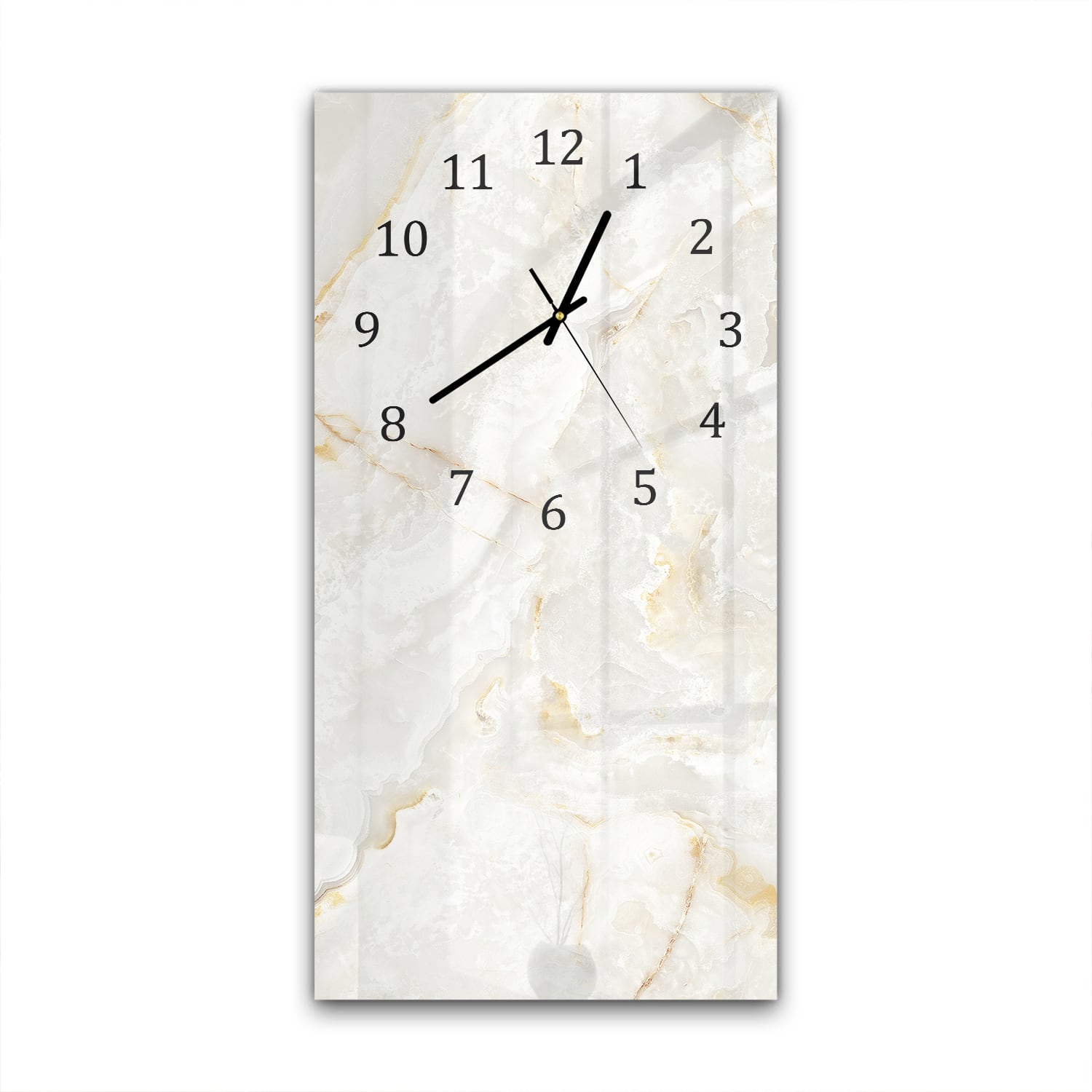 Wanduhr 30x60 - Gold-weißer Marmor