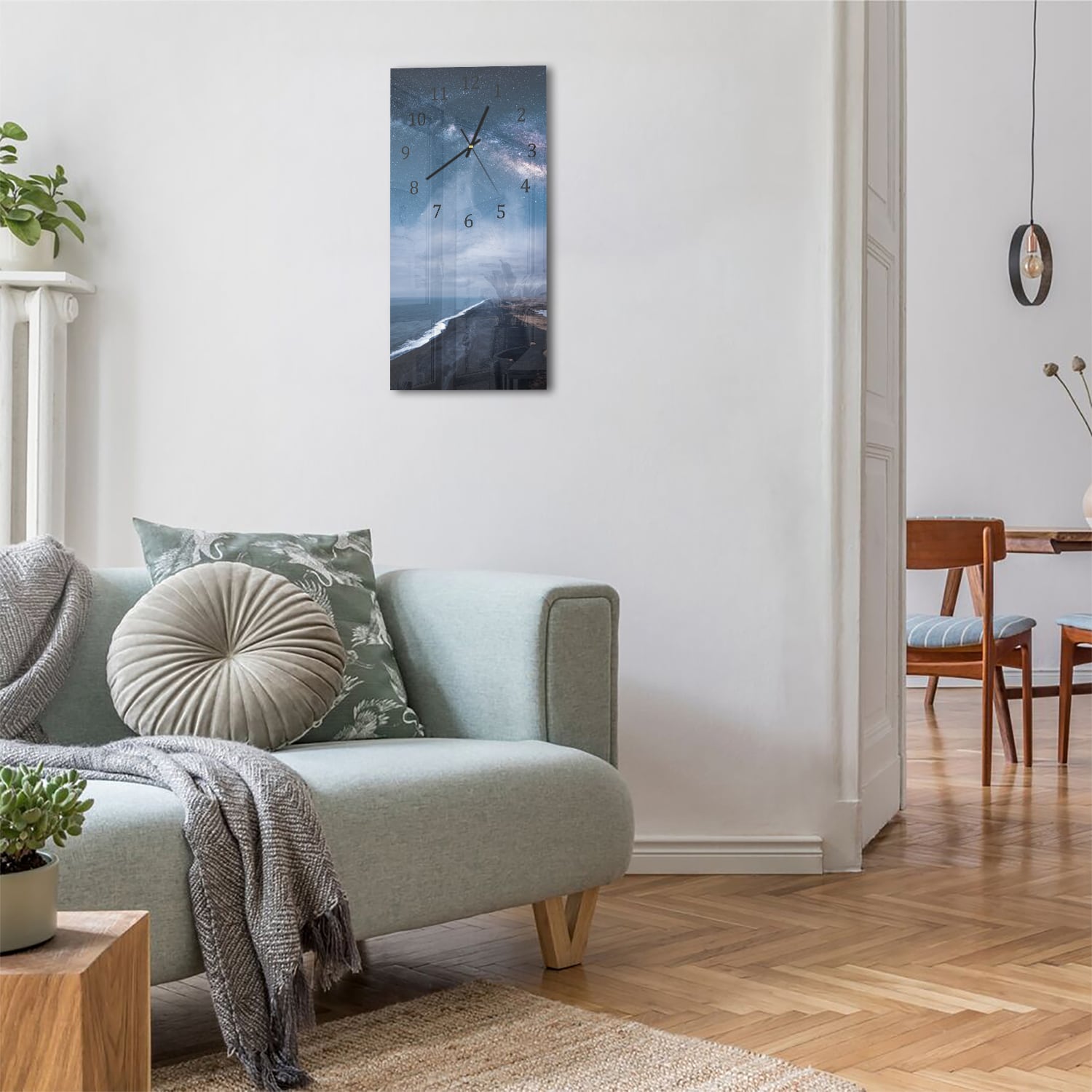 Wanduhr 30x60 - Milchstraße über dem Strand