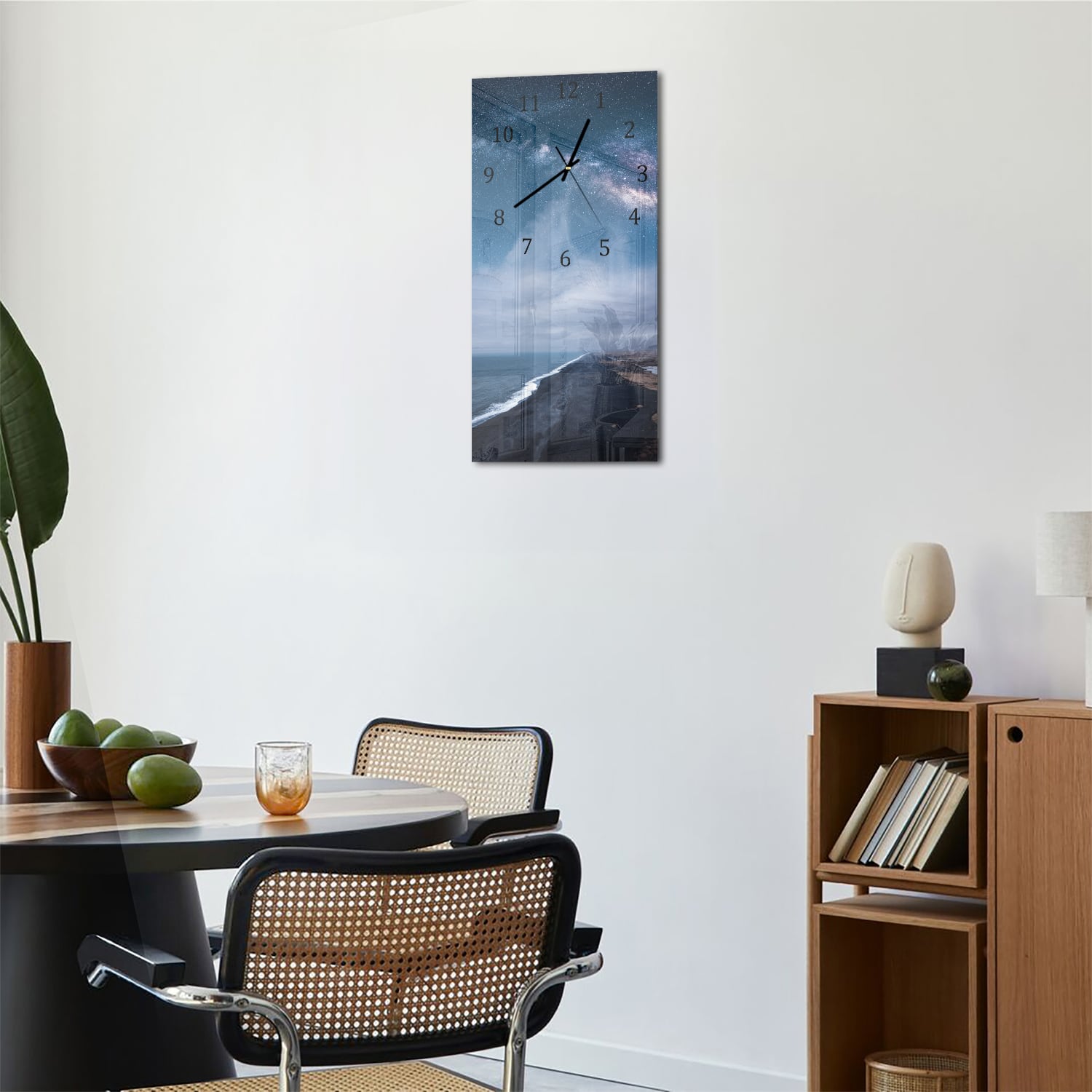 Wanduhr 30x60 - Milchstraße über dem Strand