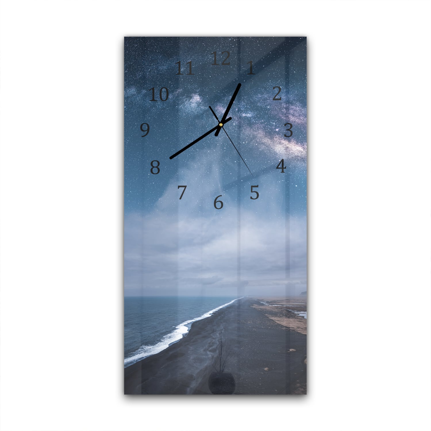 Wanduhr 30x60 - Milchstraße über dem Strand