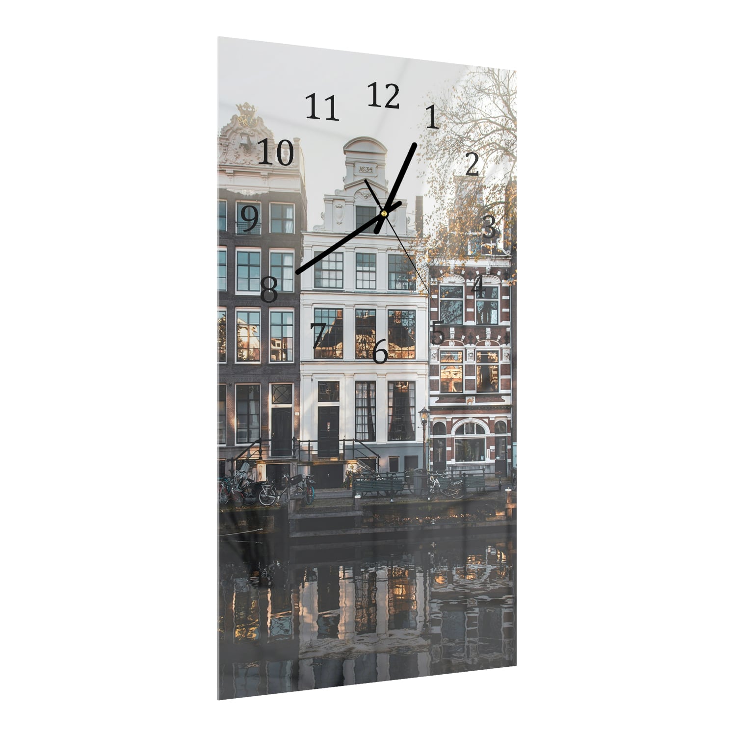 Wanduhr 30x60 - Amsterdamer Grachtenhäuser