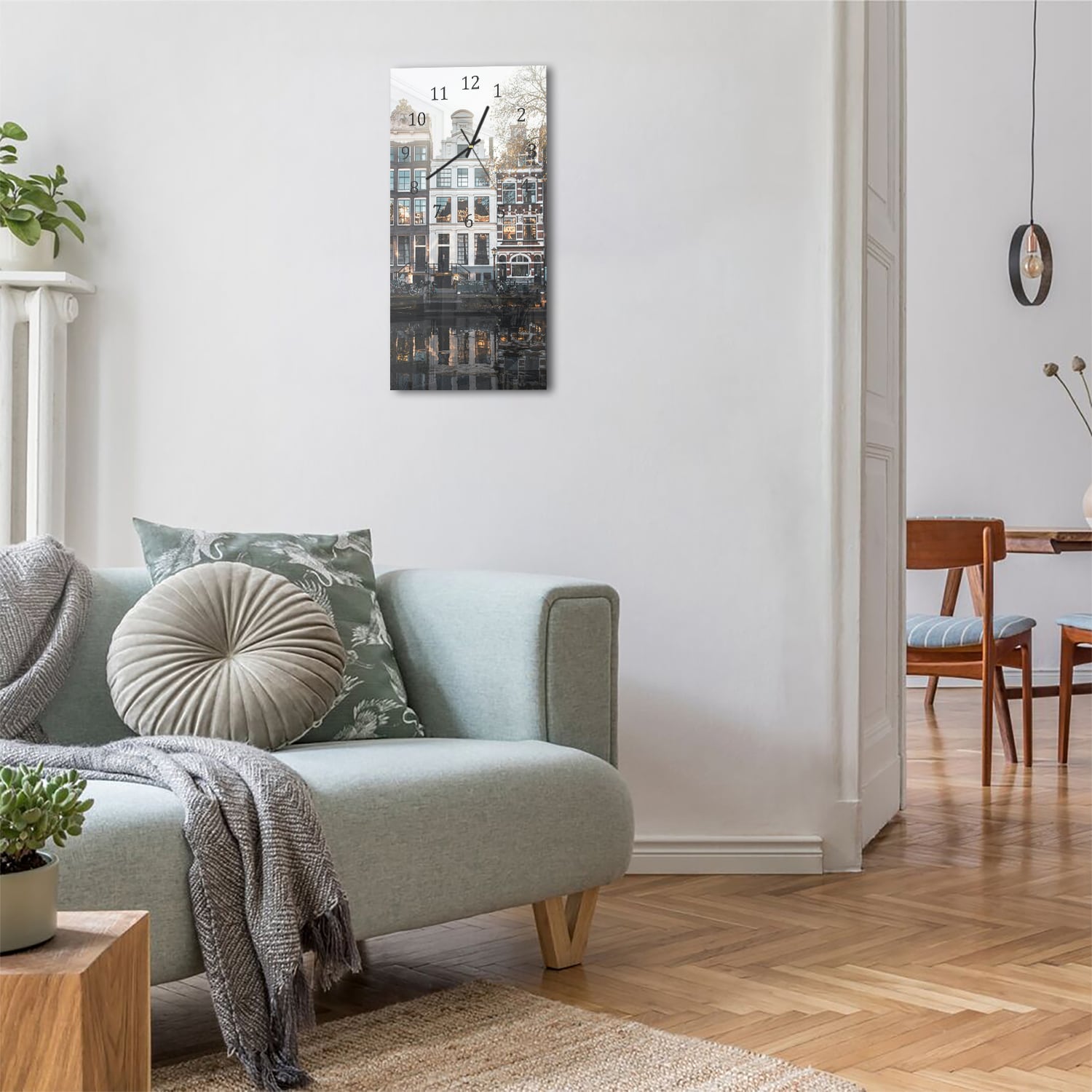 Wanduhr 30x60 - Amsterdamer Grachtenhäuser