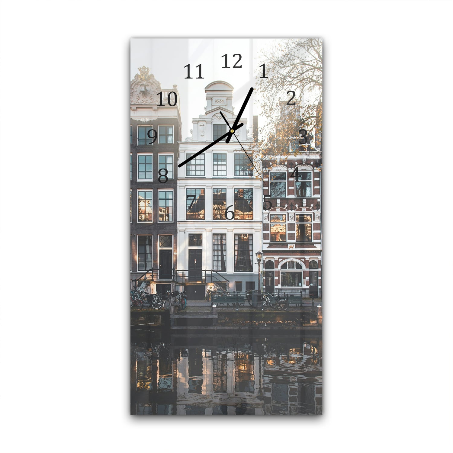 Wanduhr 30x60 - Amsterdamer Grachtenhäuser