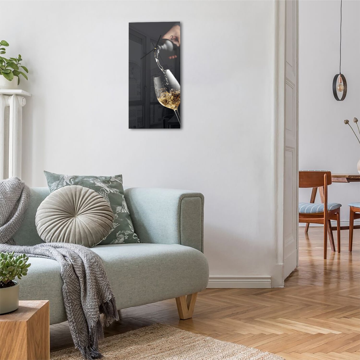 Wanduhr 30x60 - Weißwein