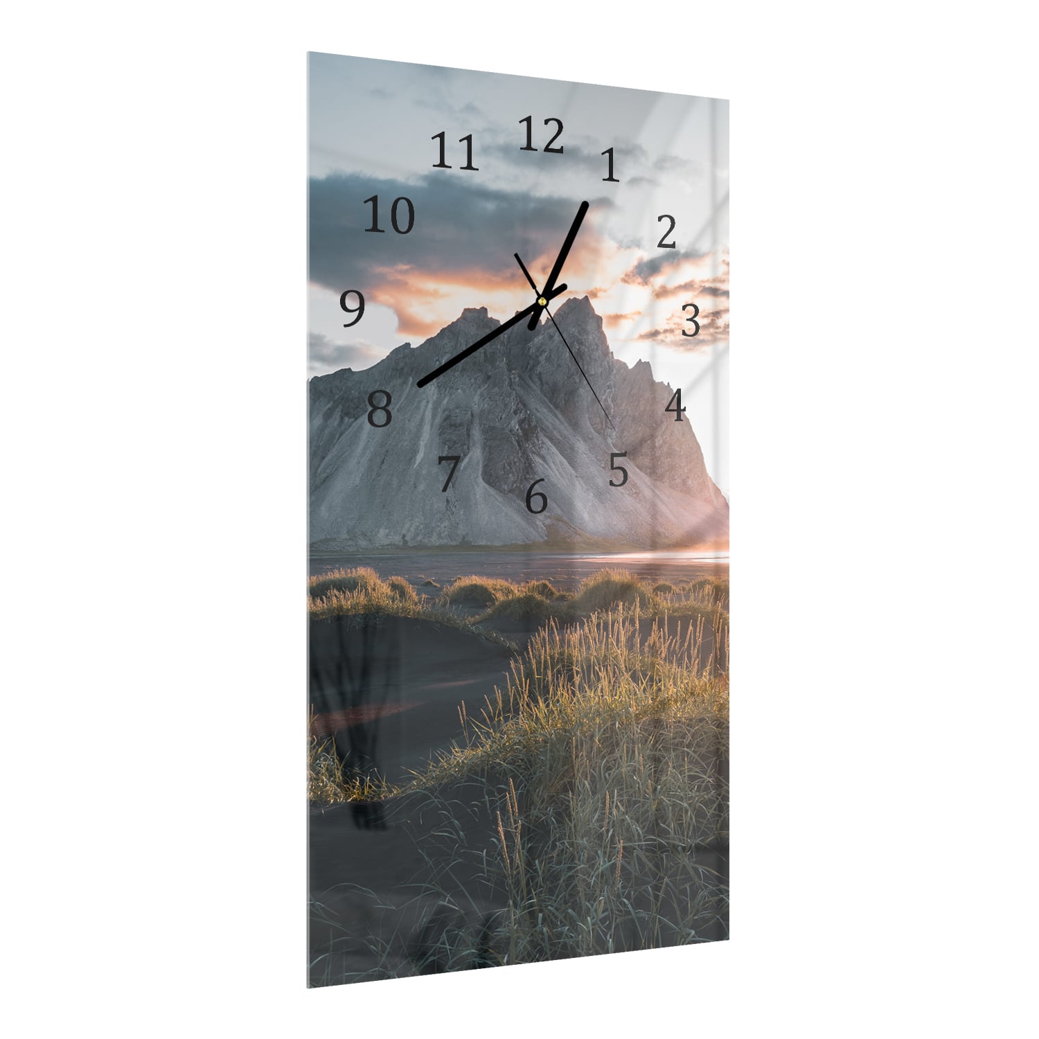 Wanduhr 30x60 - Berge in der Schweiz