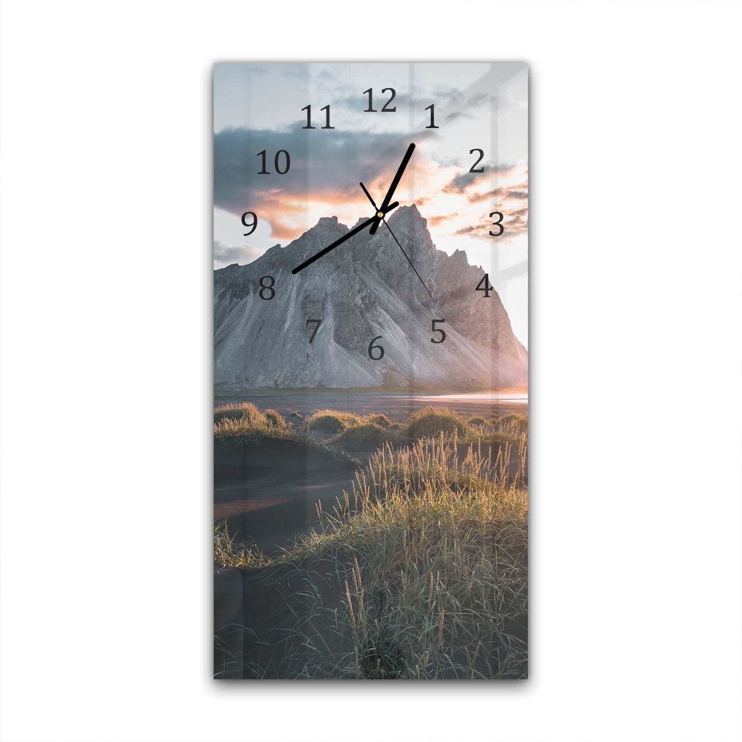 Wanduhr 30x60 - Berge in der Schweiz