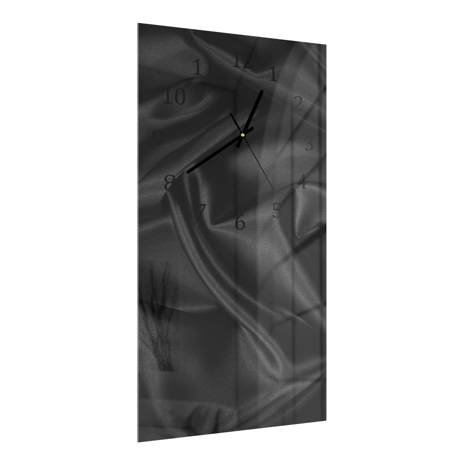 Wanduhr 30x60 - Schwarze Seidensatin-Textur
