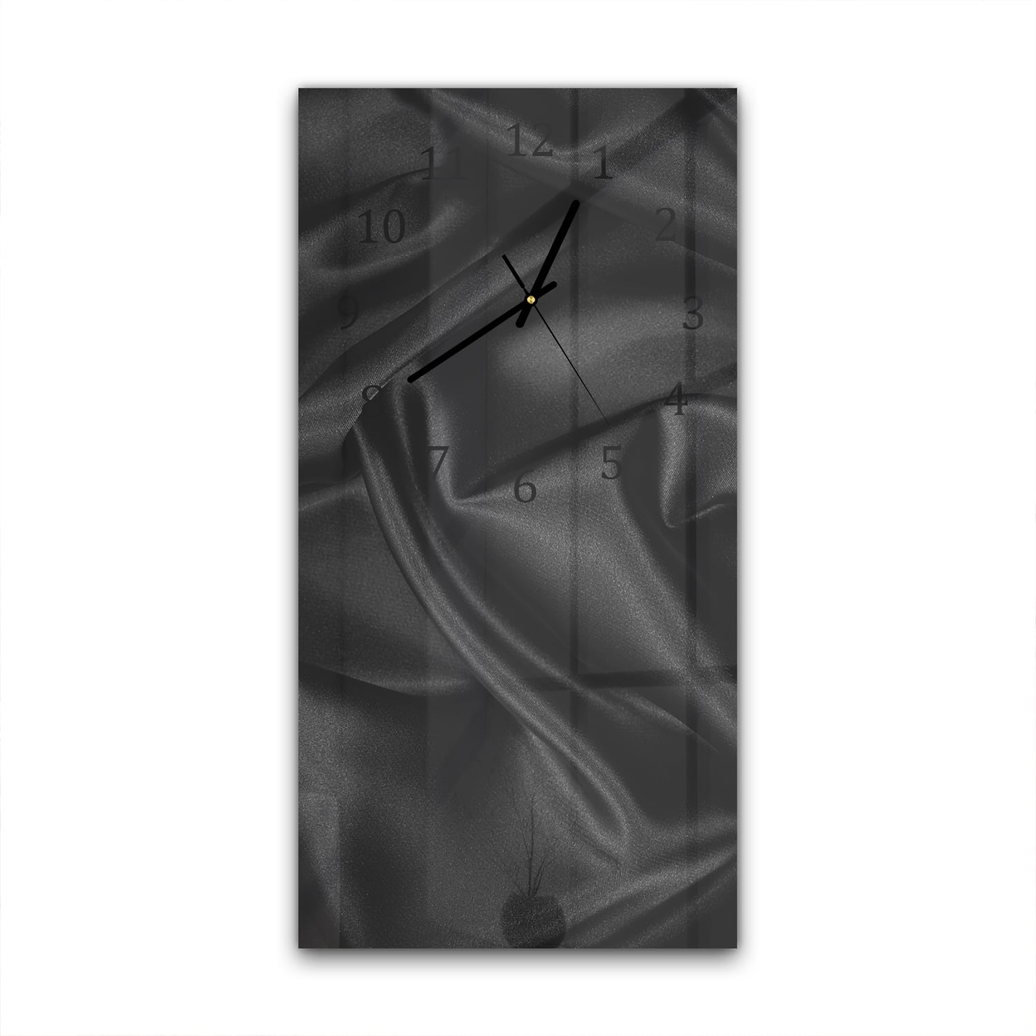 Wanduhr 30x60 - Schwarze Seidensatin-Textur