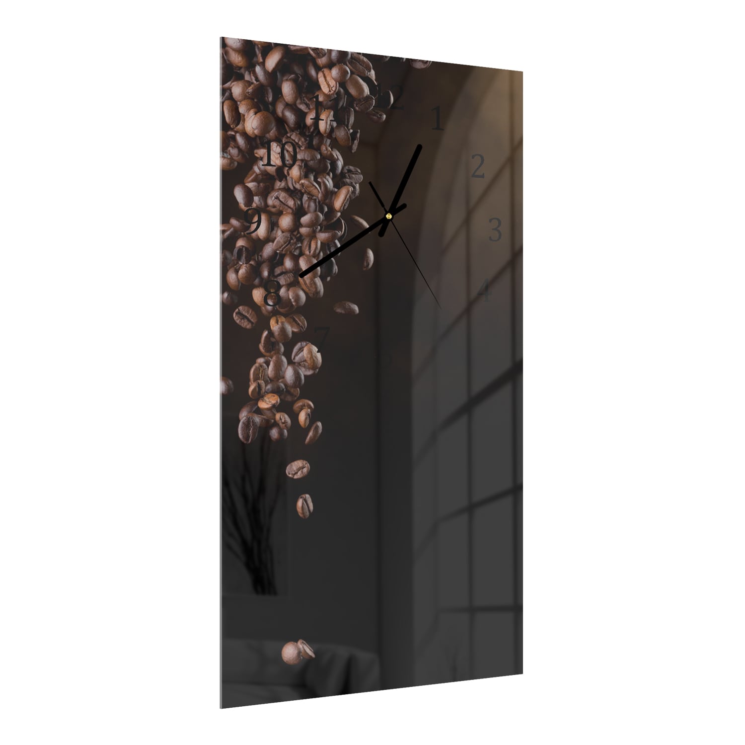 Wanduhr 30x60 - Fallende Kaffeebohnen