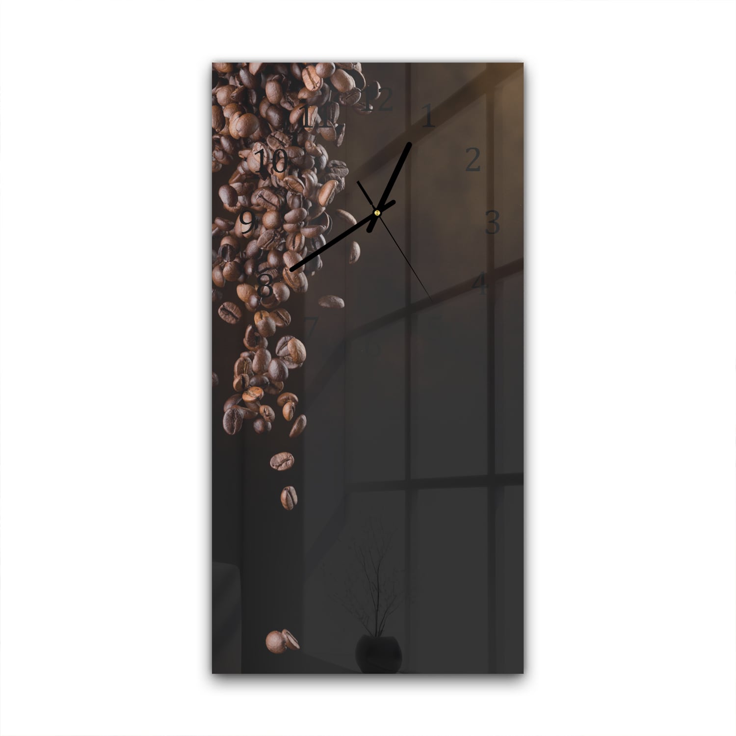 Wanduhr 30x60 - Fallende Kaffeebohnen