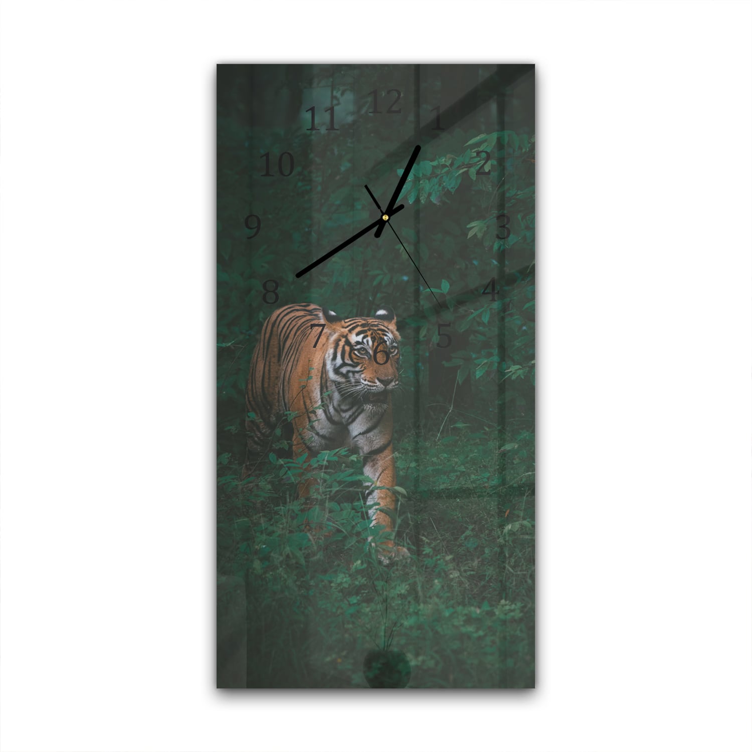 Wanduhr 30x60 - Bengalischer Tiger im Wald