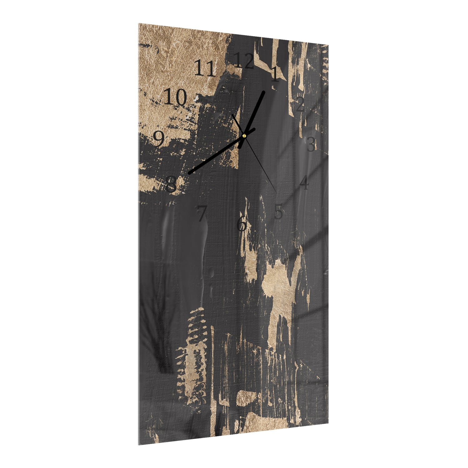 Wanduhr 30x60 - Schwarz-Goldene Ölkünste