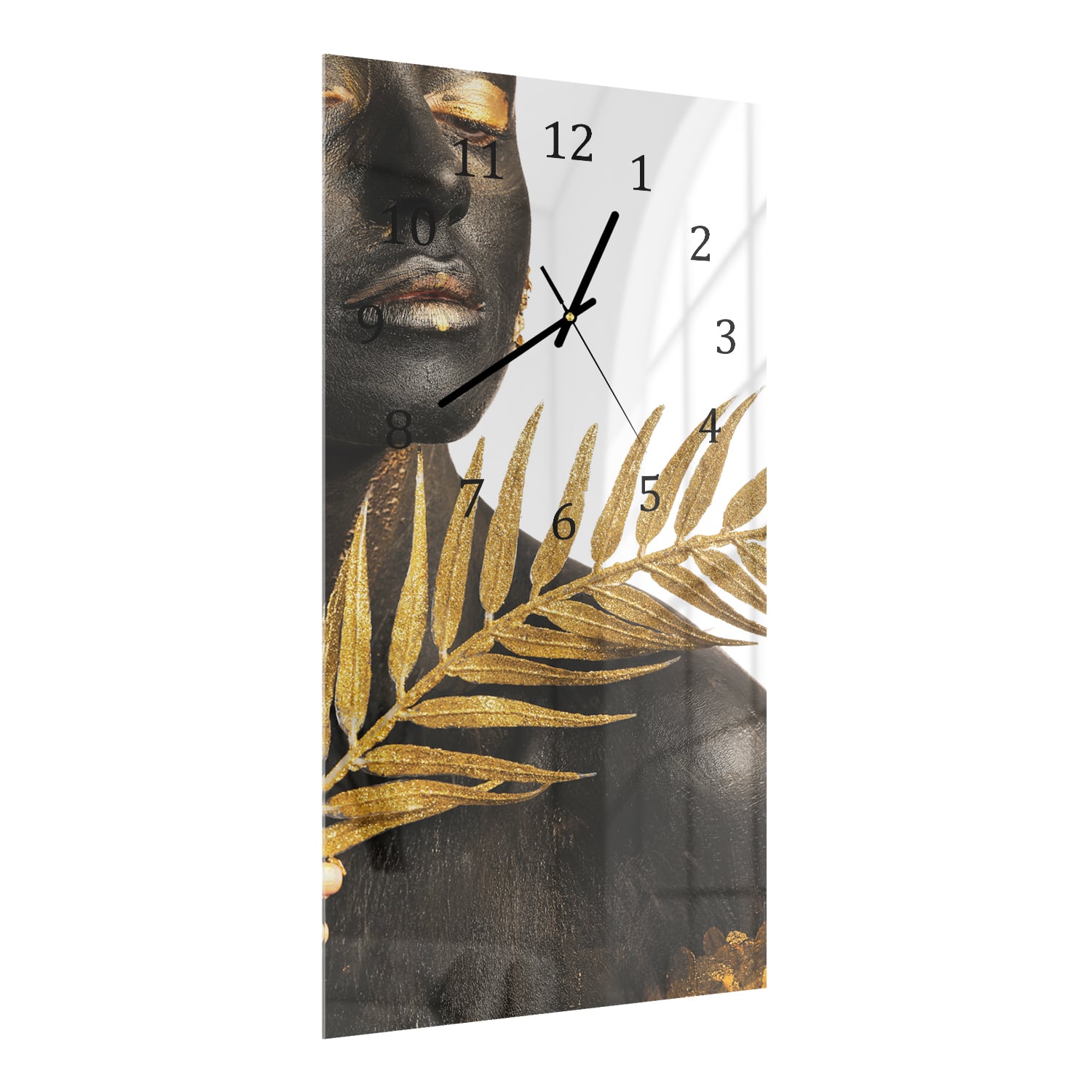 Wanduhr 30x60 - Exotische Eleganz in Schwarz und Gold
