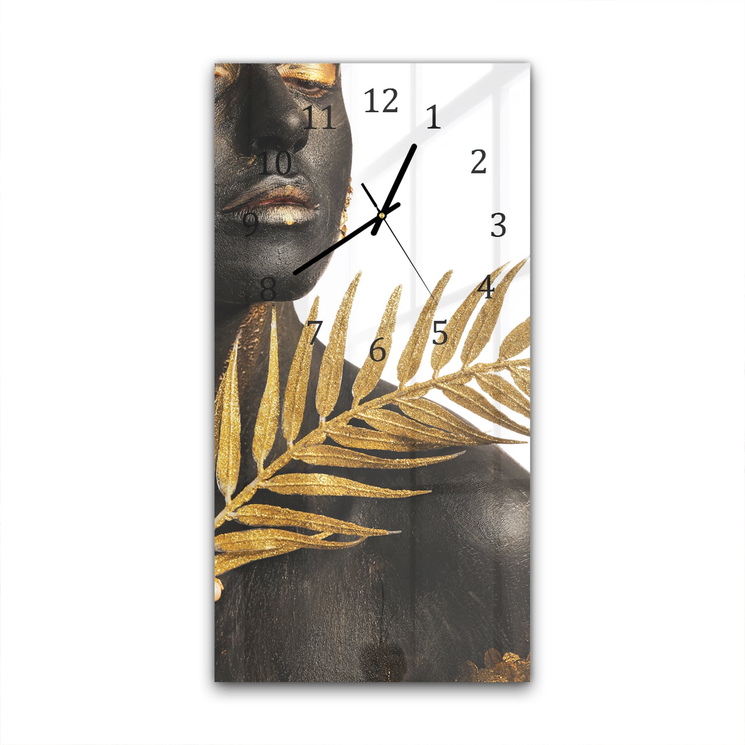 Wanduhr 30x60 - Exotische Eleganz in Schwarz und Gold