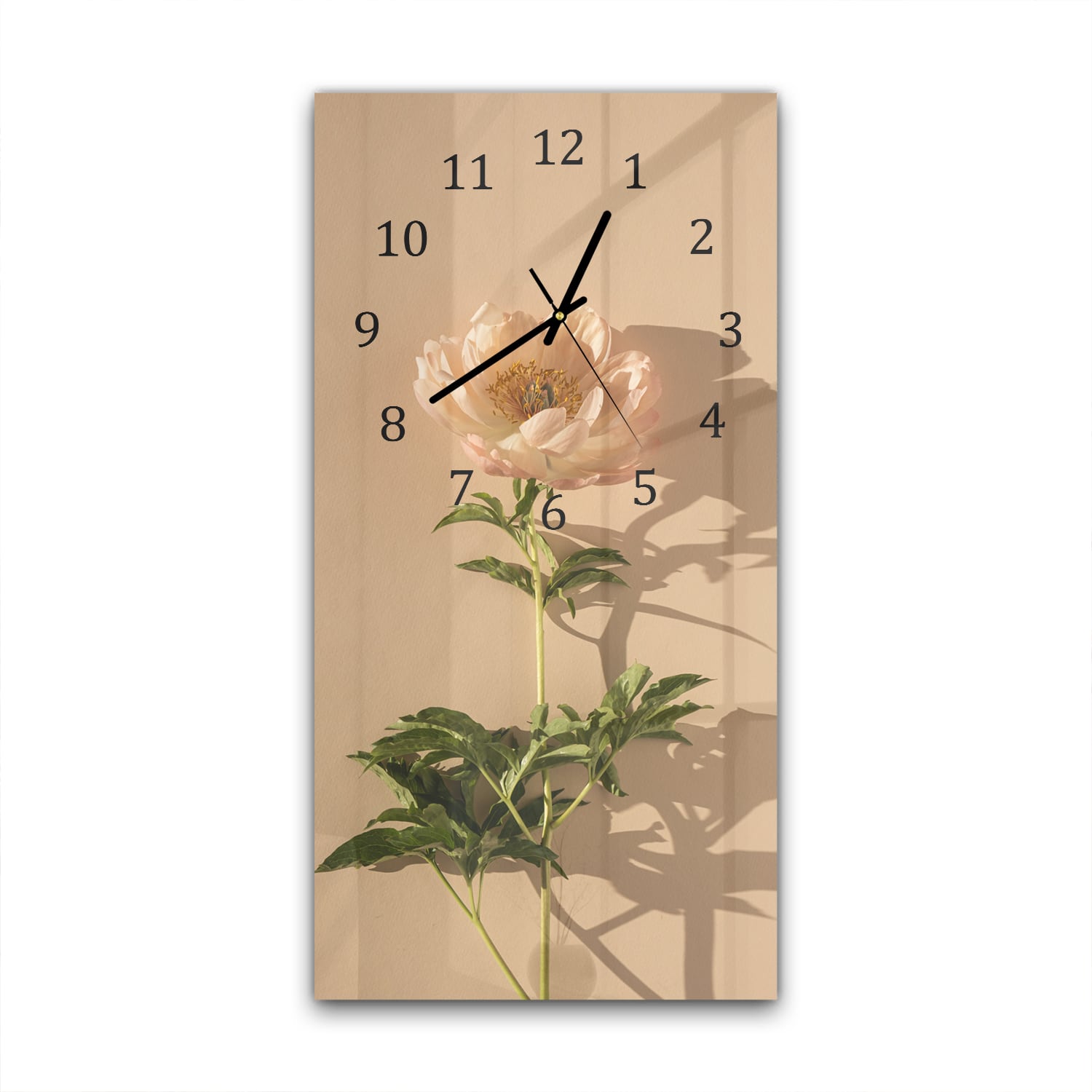 Wanduhr 30x60 - Pfirsichrosa Pfingstrose