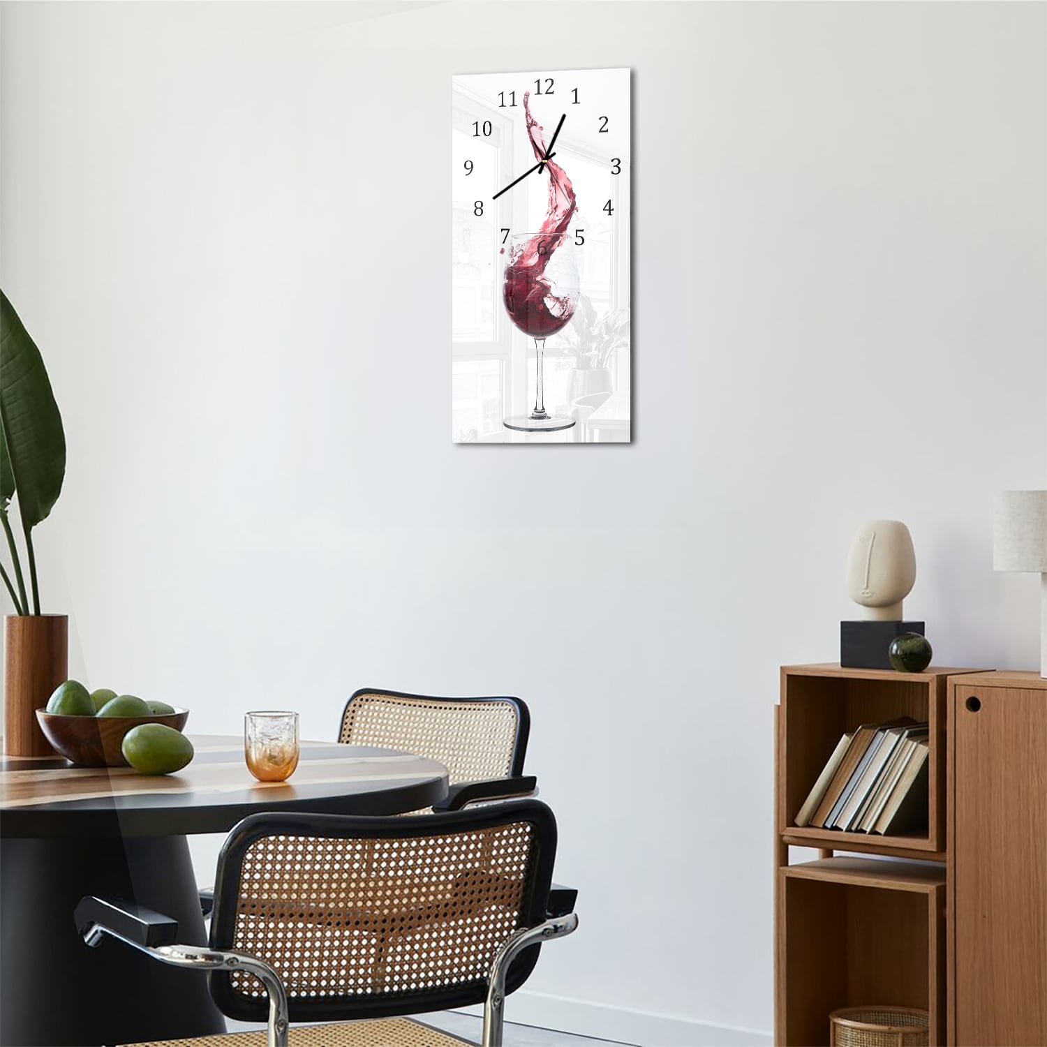 Wanduhr 30x60 - Tanzender Rotwein