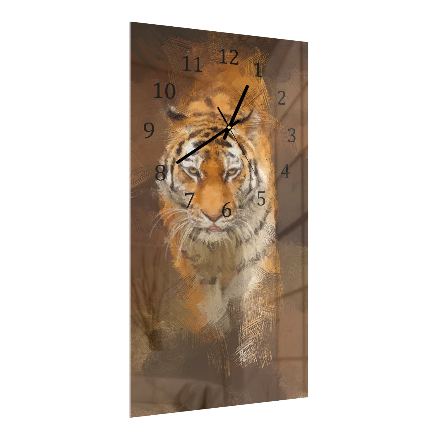 Wanduhr 30x60 - Acrylmalerei eines Tigers