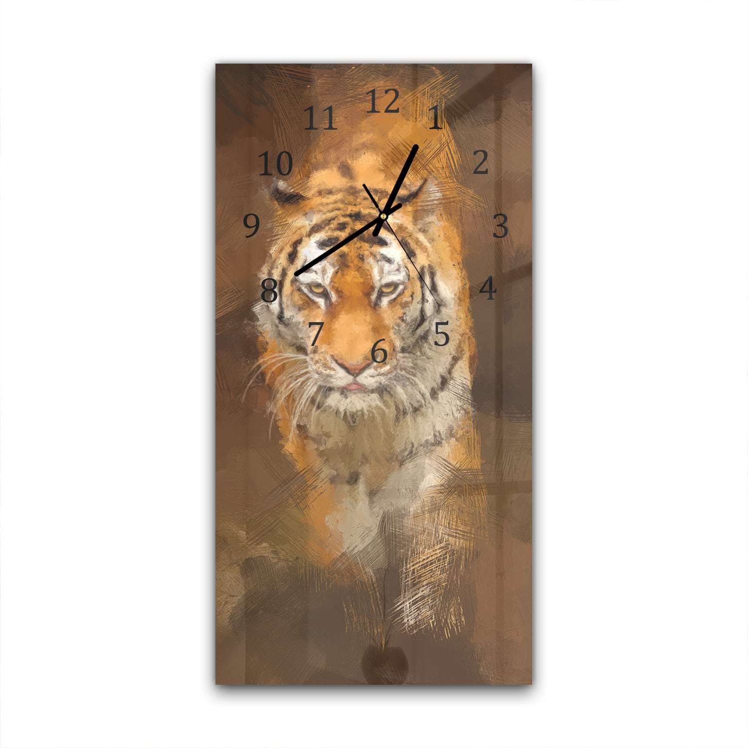 Wanduhr 30x60 - Acrylmalerei eines Tigers