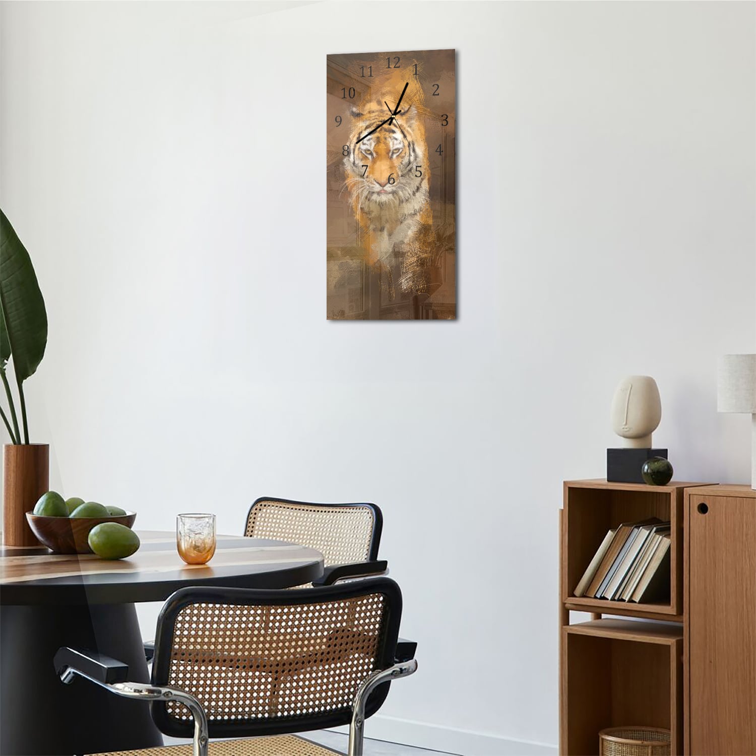 Wanduhr 30x60 - Acrylmalerei eines Tigers