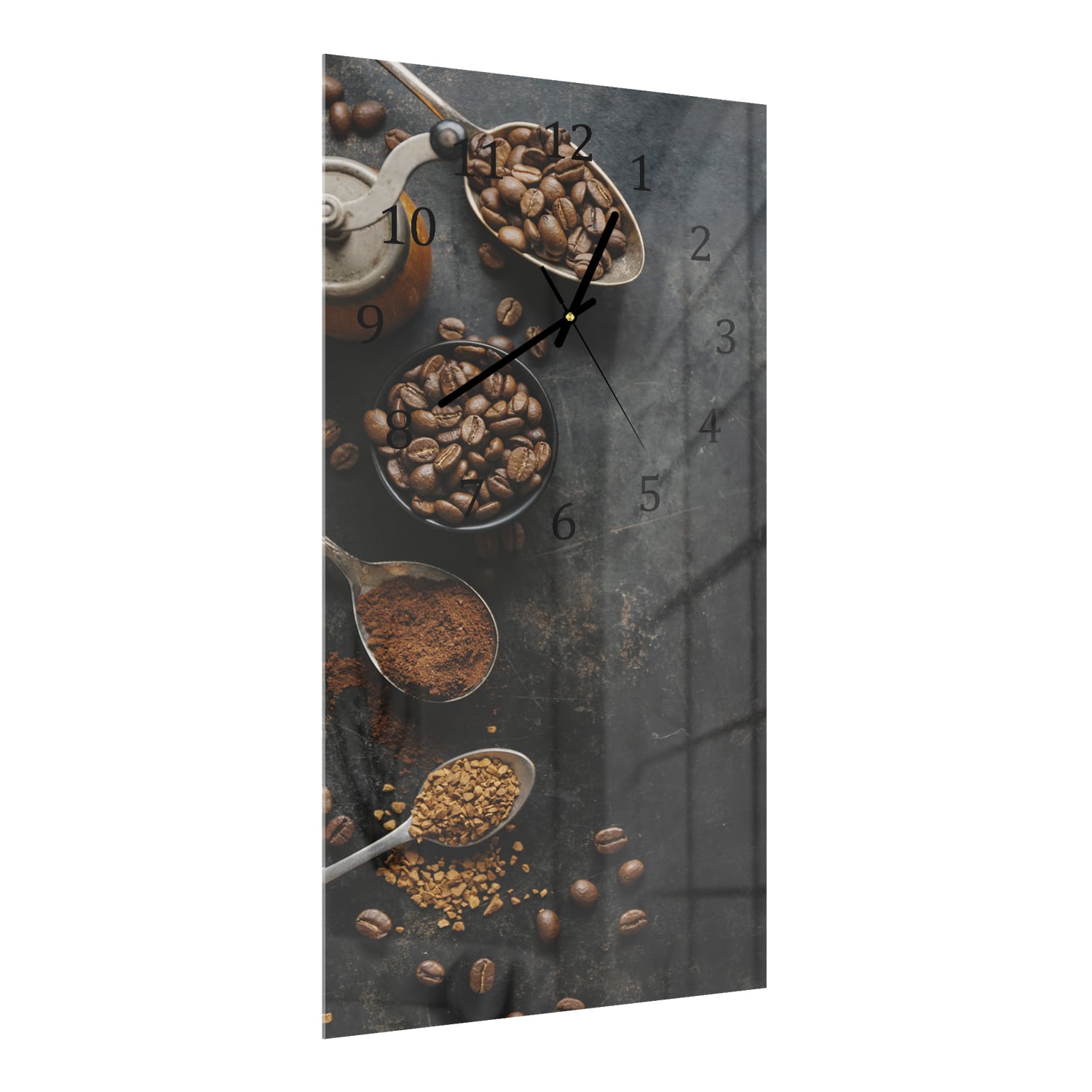 Wanduhr 30x60 - Kaffeebohnen und gemahlener Kaffee