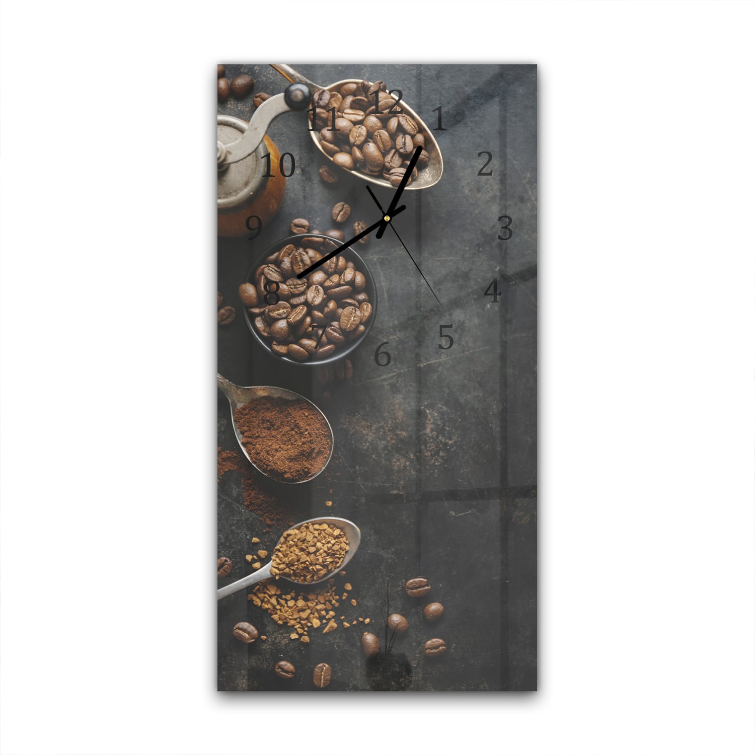 Wanduhr 30x60 - Kaffeebohnen und gemahlener Kaffee