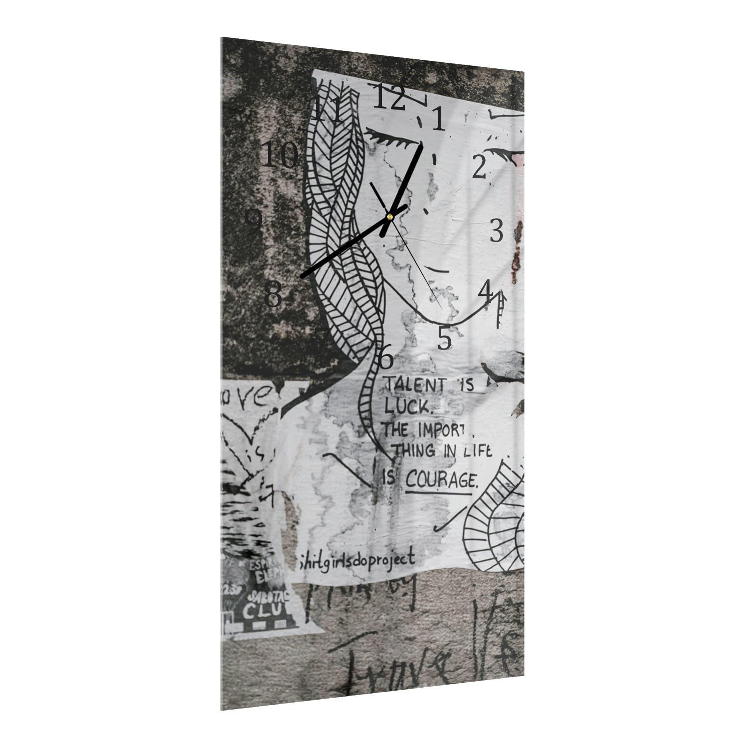 Wanduhr 30x60 - Zitat auf Wandkunst