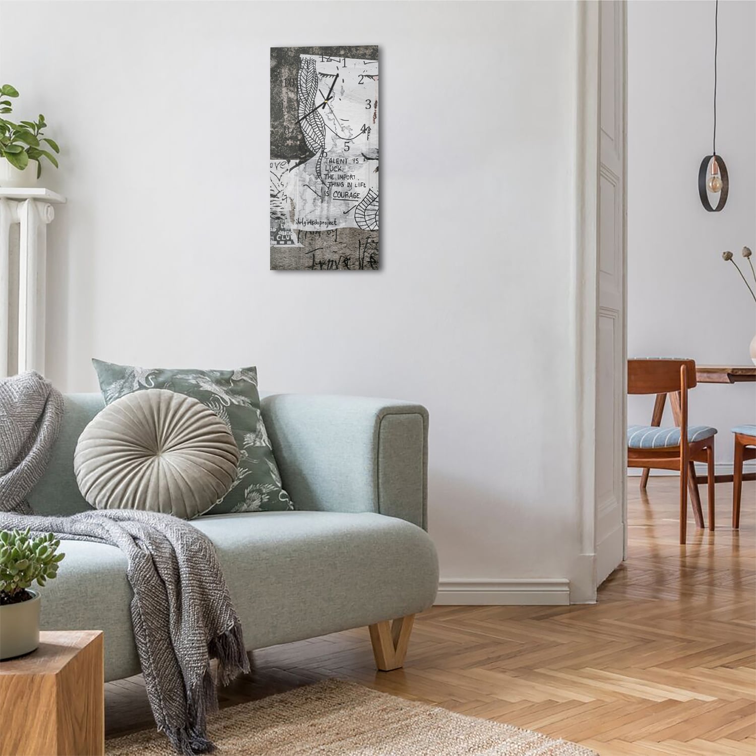 Wanduhr 30x60 - Zitat auf Wandkunst