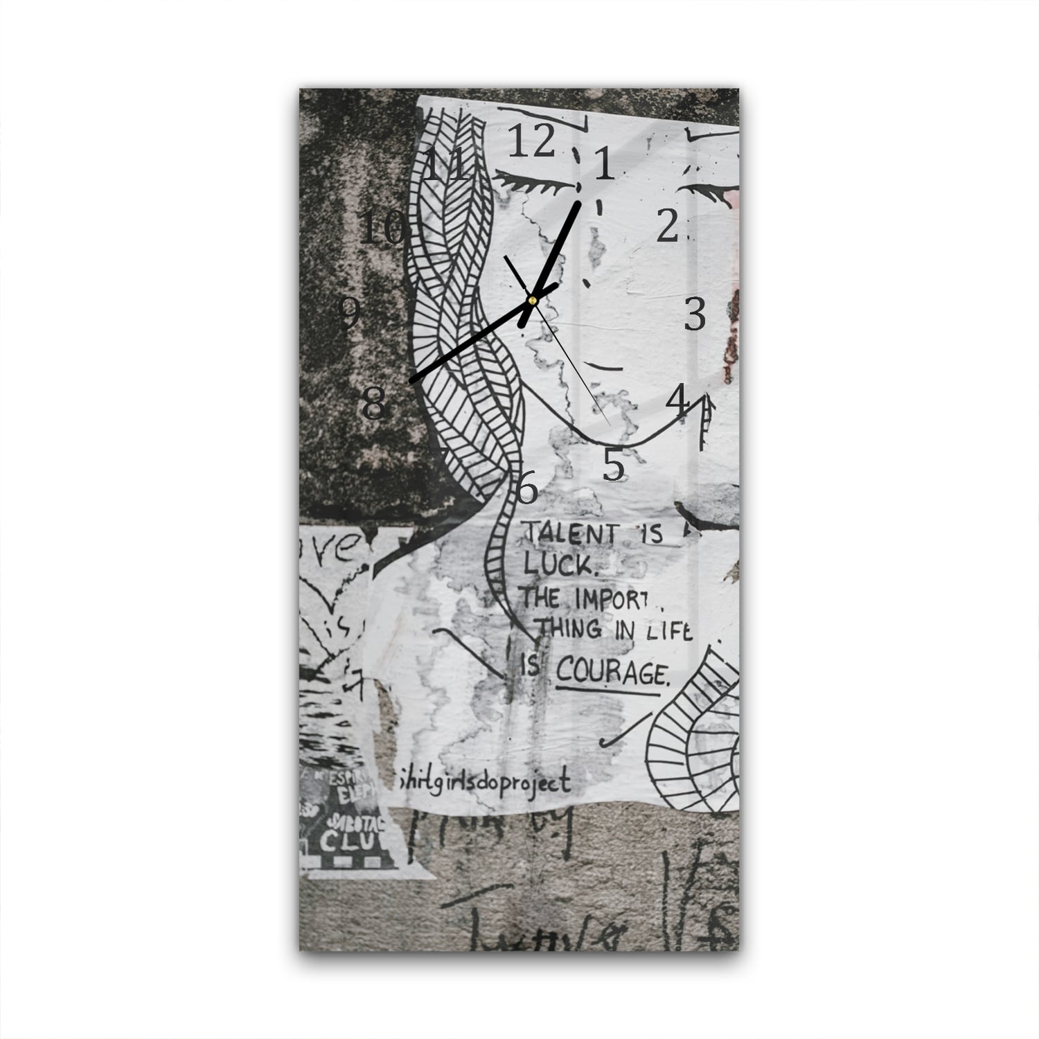 Wanduhr 30x60 - Zitat auf Wandkunst