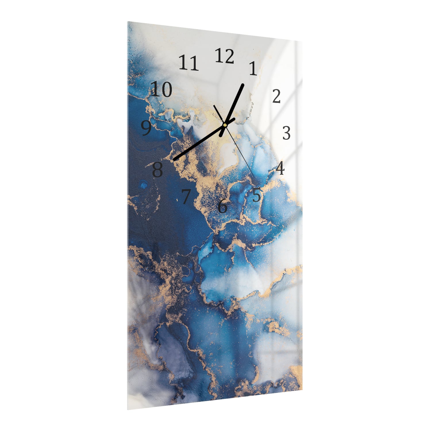 Wanduhr 30x60 - Luxuriöser Blau-Gold-Marmor