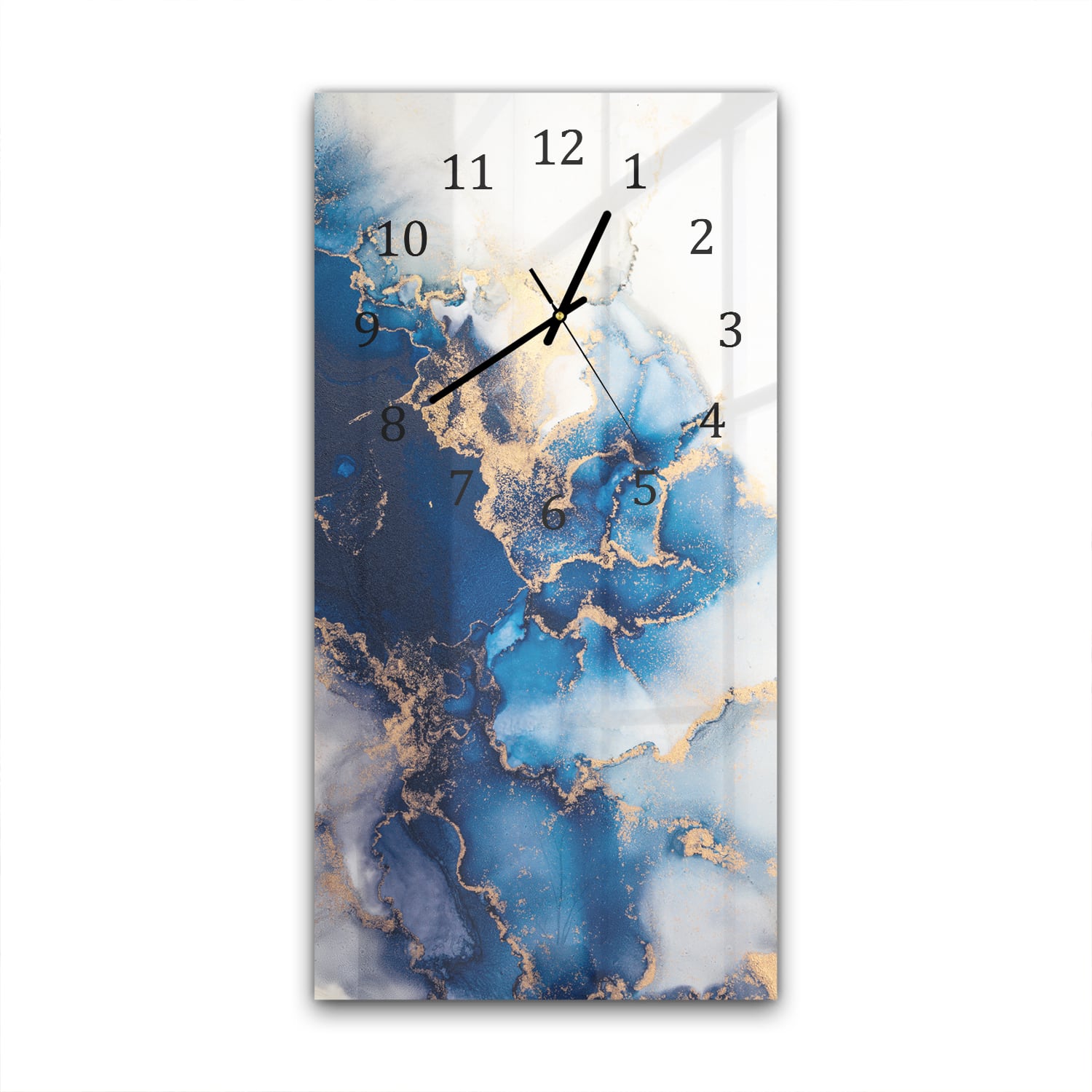 Wanduhr 30x60 - Luxuriöser Blau-Gold-Marmor